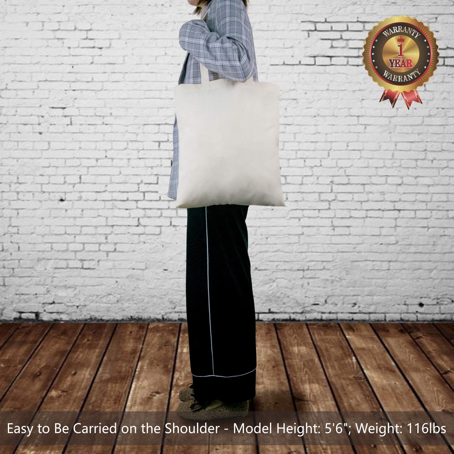 TOPDesign 192-Pack Economical 16"x15" Cotton Tote Bags, Lightweight Medium Reusable Grocery Shopping Cloth Bags, Suitable for DIY, Advertising, Promotion, Gift, Activity