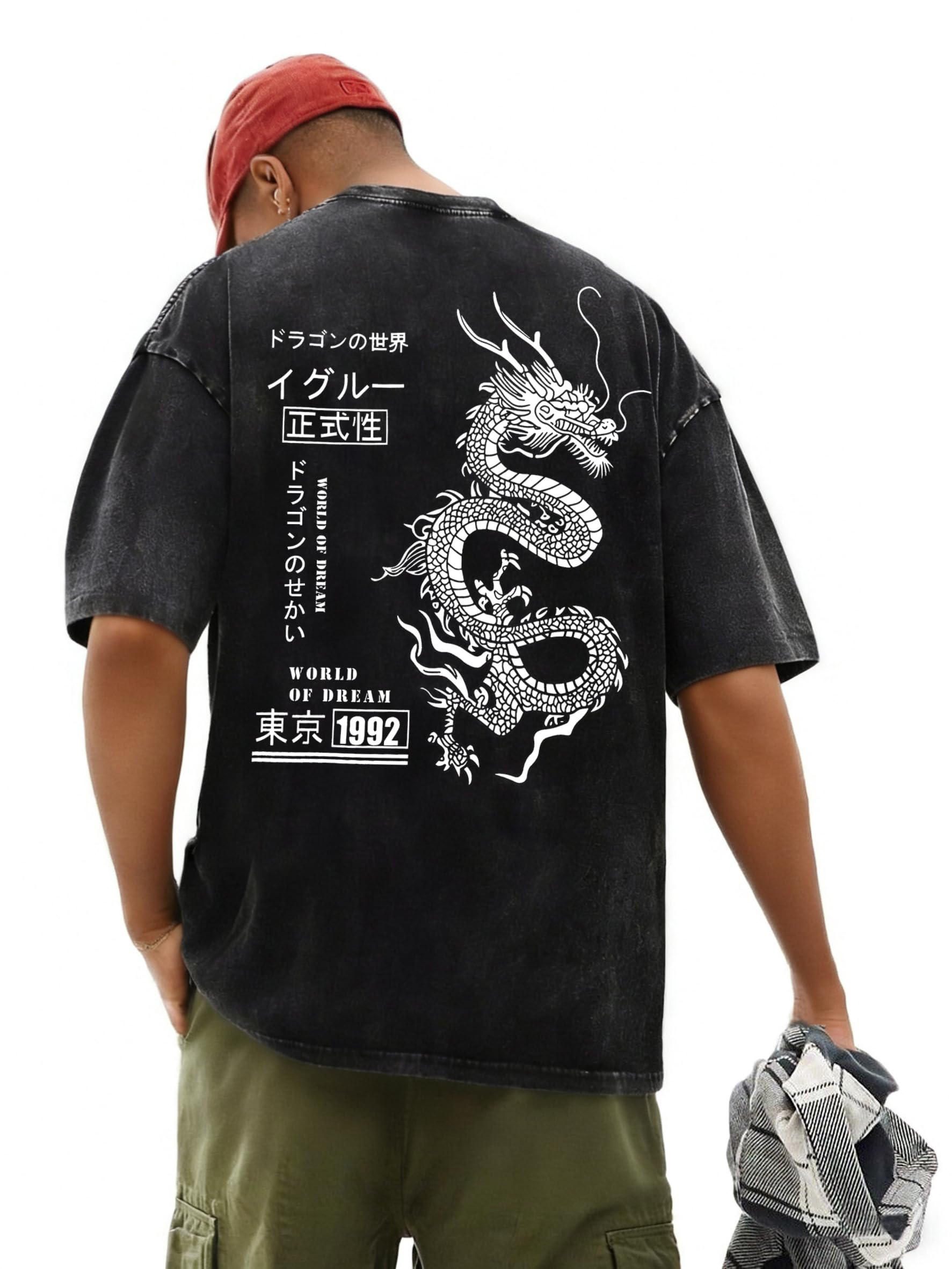 UOUA Mens Graphic Tees Vintage Oversized T-Shirts Casual Acid Wash Cotton Streetwear (S-2XL)