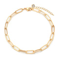 MEVECCO Bracelet for Women Gold Paperclip Chain Oval Link 14K Gold Plated Dainty Simple Jewelry