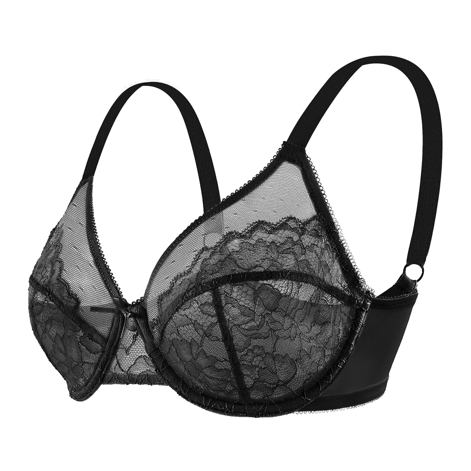 HSIA Minimizer Bras for Women Enchante Full Coverage Underwire Bras Plus Size Lifting Floral Lace Bra for Heavy Breast Black