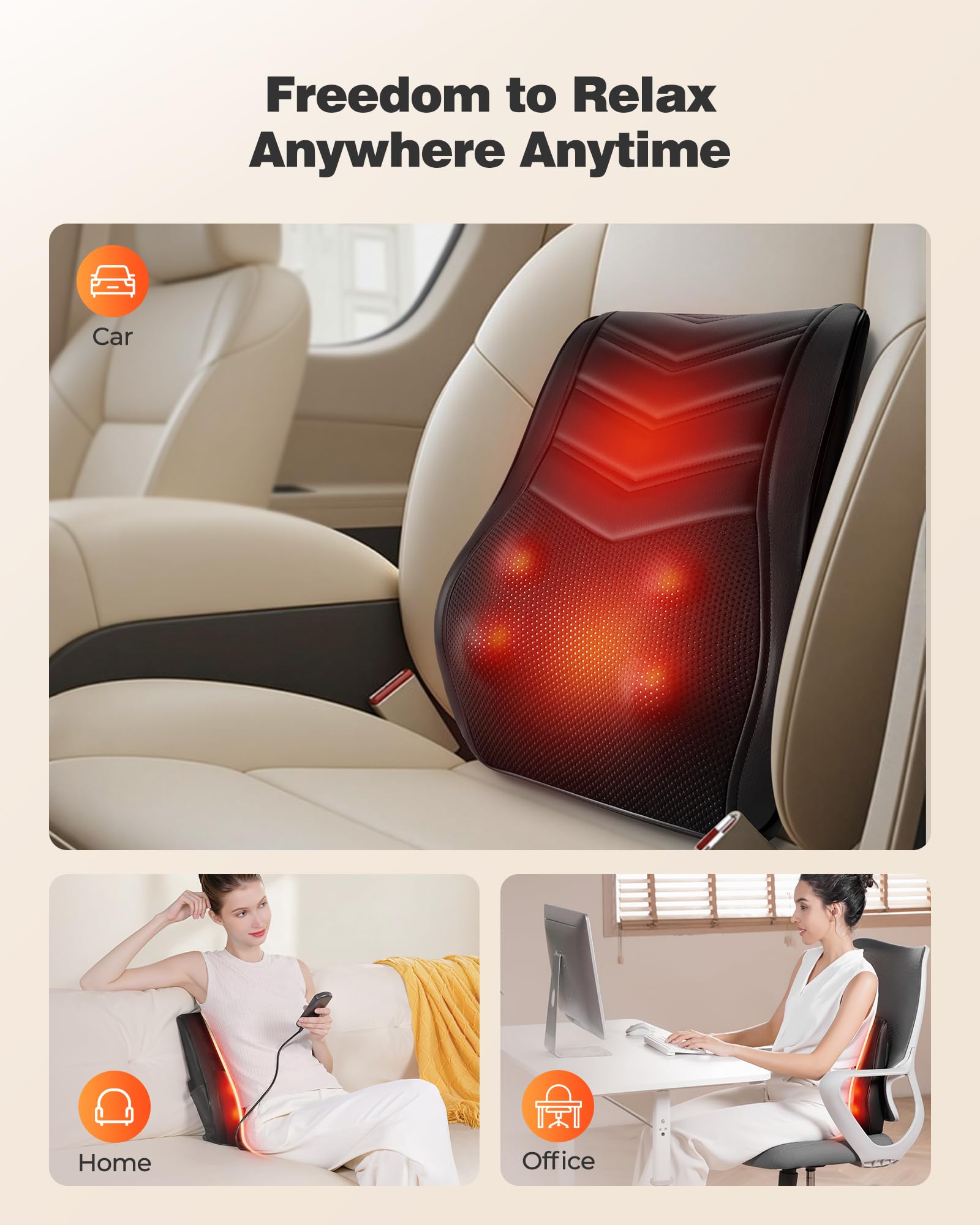 OMASSA Shiatsu Neck Massager with Heat, 3D Kneading Back Massage Pillow for Pain Relief, Massagers for Neck and Back, Shoulder, Leg, Gifts for Men Women Mom Dad, Stress Relax at Home Office and Car