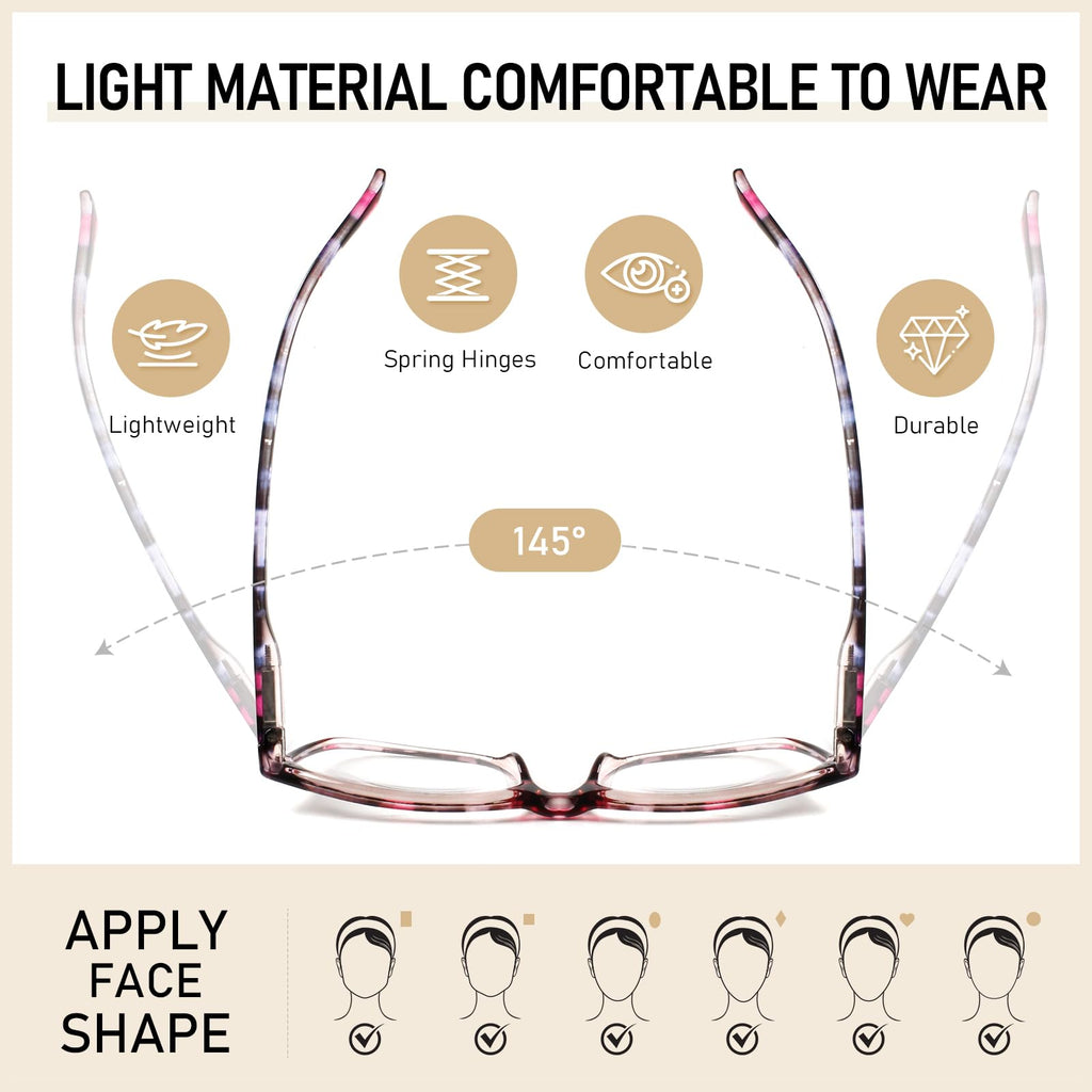 SIGVAN Ladies Reading Glasses Blue Light Blocking Spring Hinge Fashion Pattern Print Eyeglasses for Women (multicolour, 3.00)