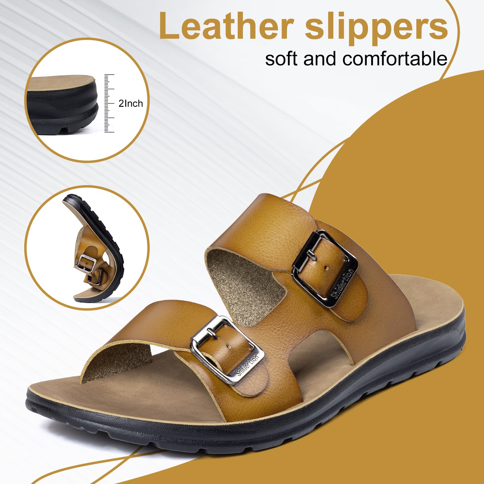 MOGU MAOMAO Mensmicrofiber Leather Flat Sandals 2026 Beach Essentials Mens Sandals Memory Essentials (Khaki, Adult, Men, 11, Numeric, US Footwear Size System, Medium)
