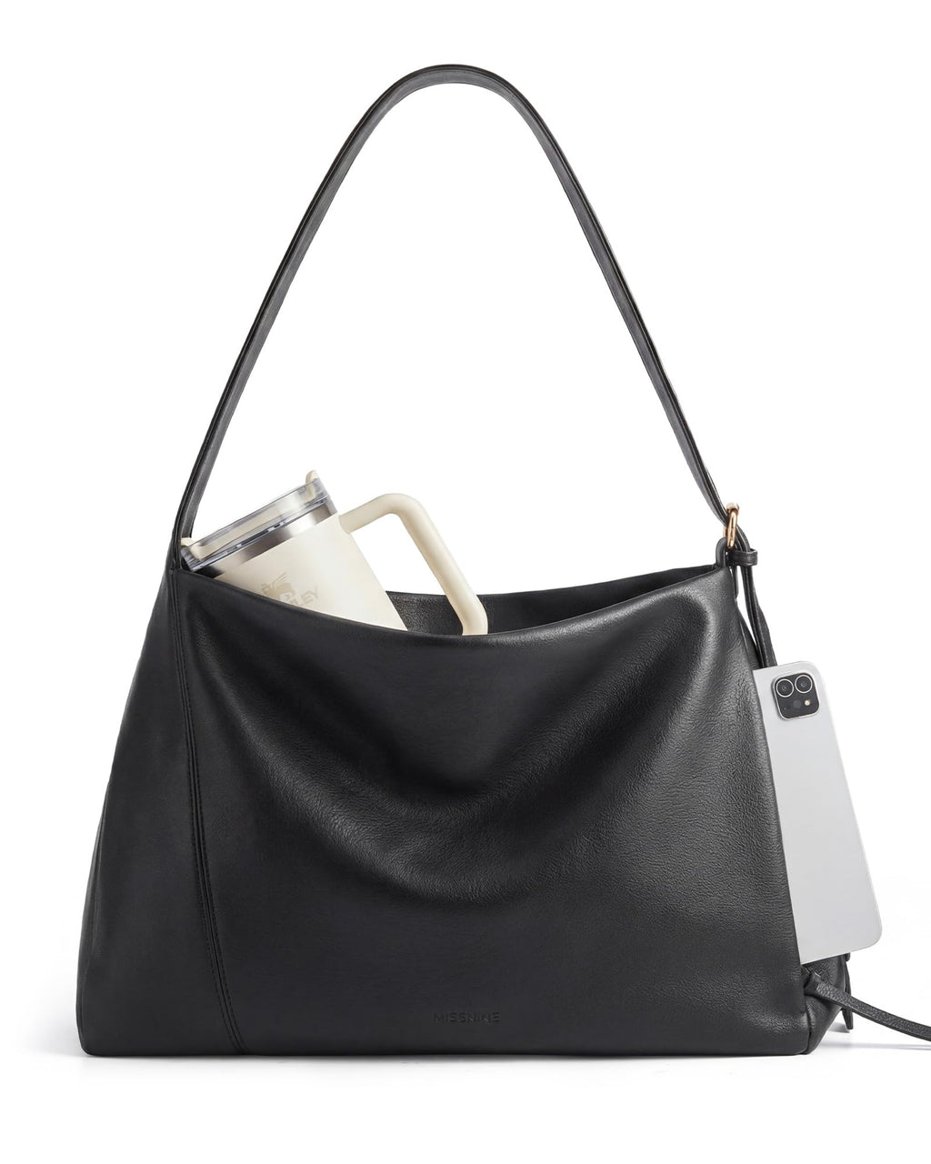 Missnine Hobo Bag for Women Designer Purse Shoulder Handbags Vegan Leather Tote Bag Large Crossbody Bags with Multi-Pockets, Black