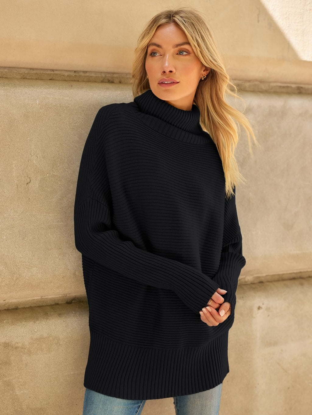LILLUSORY Womens Turtleneck Oversized Tunic Early Fall Fashion Must Have Sweaters 2025 Casual Long Pullover Plus Size Winter Cute Poncho Cozy Work Old Money Clothes Outfits Clothing Tops Leggings