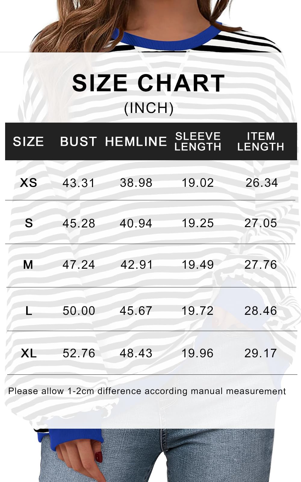 PRETTYGARDEN Women Striped Oversized Sweatshirt Color Block Crew Neck Long Sleeve Casual Pullover Top Spring Y2K Clothes (Black Dark Grey, Small)