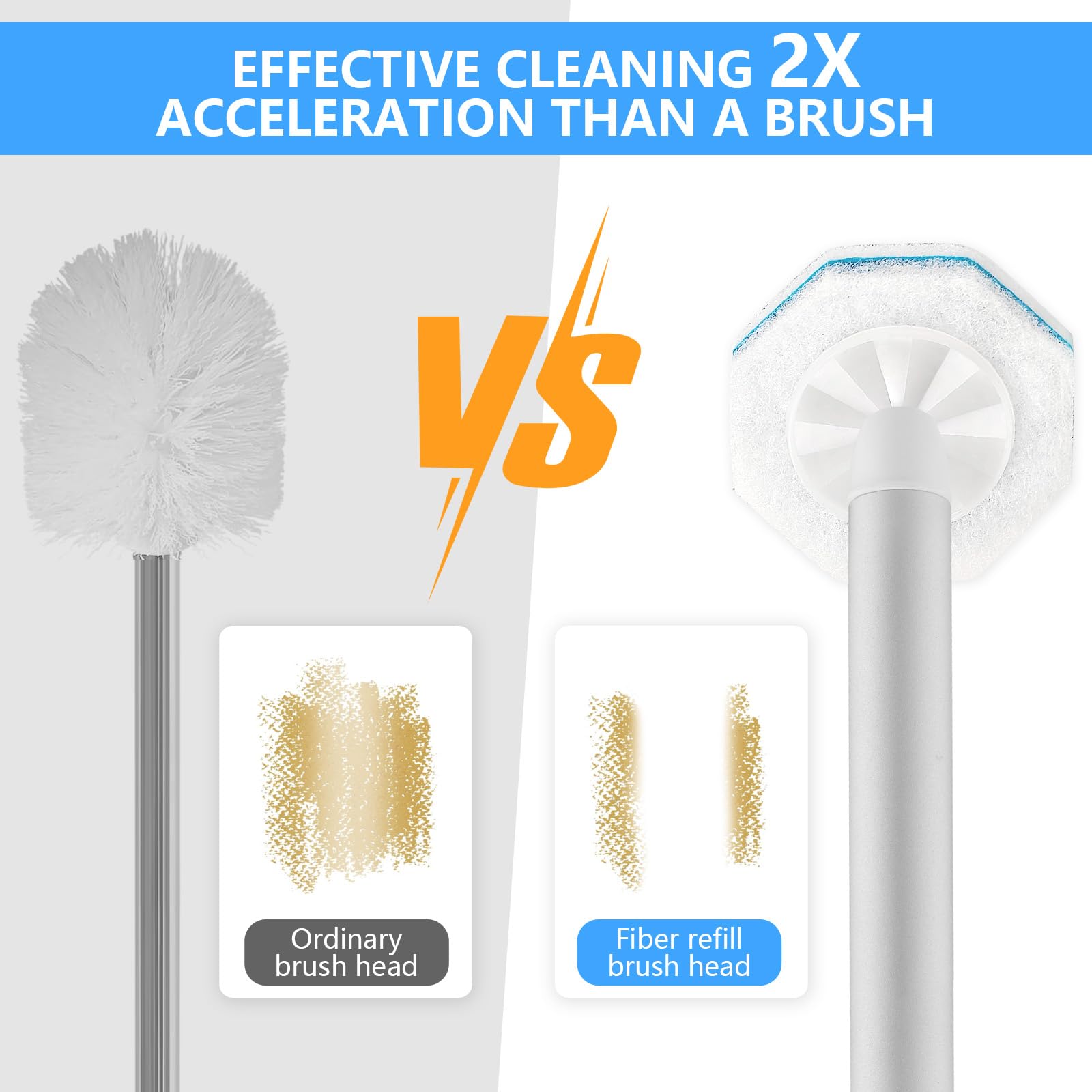 50 Pcs Toilet Bowl Wand Refills for Clorox, Upgraded Octagon Disposable Replacement Heads Compatible with Clorox Toilet Wand for Bathroom Cleaning
