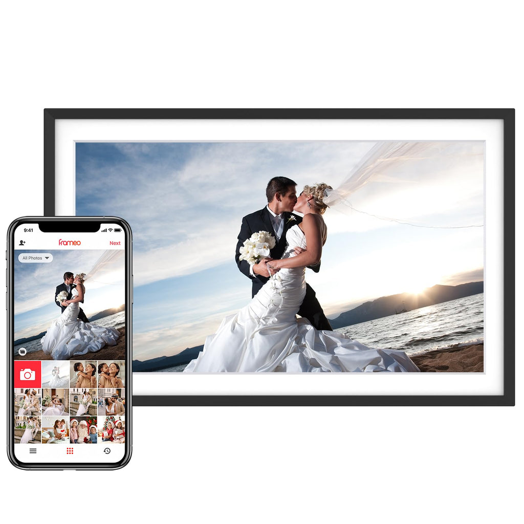 Skyrhyme 15.6'' Digital Picture Frame with 1920x1080 IPS Touch Screen, 32GB Frameo WiFi Digital Photo Frame, Share Photos/Videos and Send Best Wishes via Free App