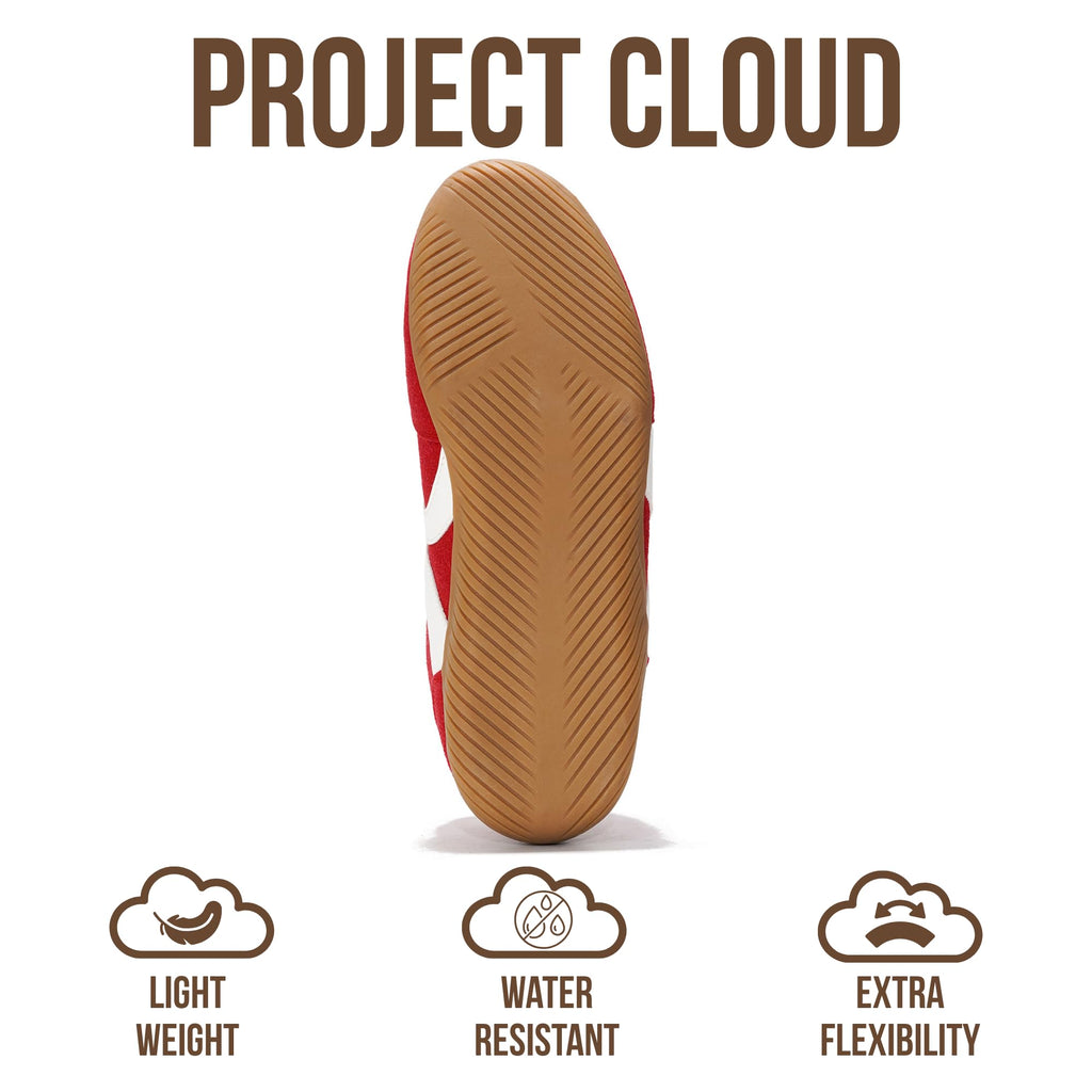 Project Cloud Barefoot Shoes Women – Memory Foam Lace-Up Womens Sneakers – Lightweight & Non Slip Womens Shoes Casual – All-Day Women's Fashion Sneakers for 2026 (Goal, RED, 7)