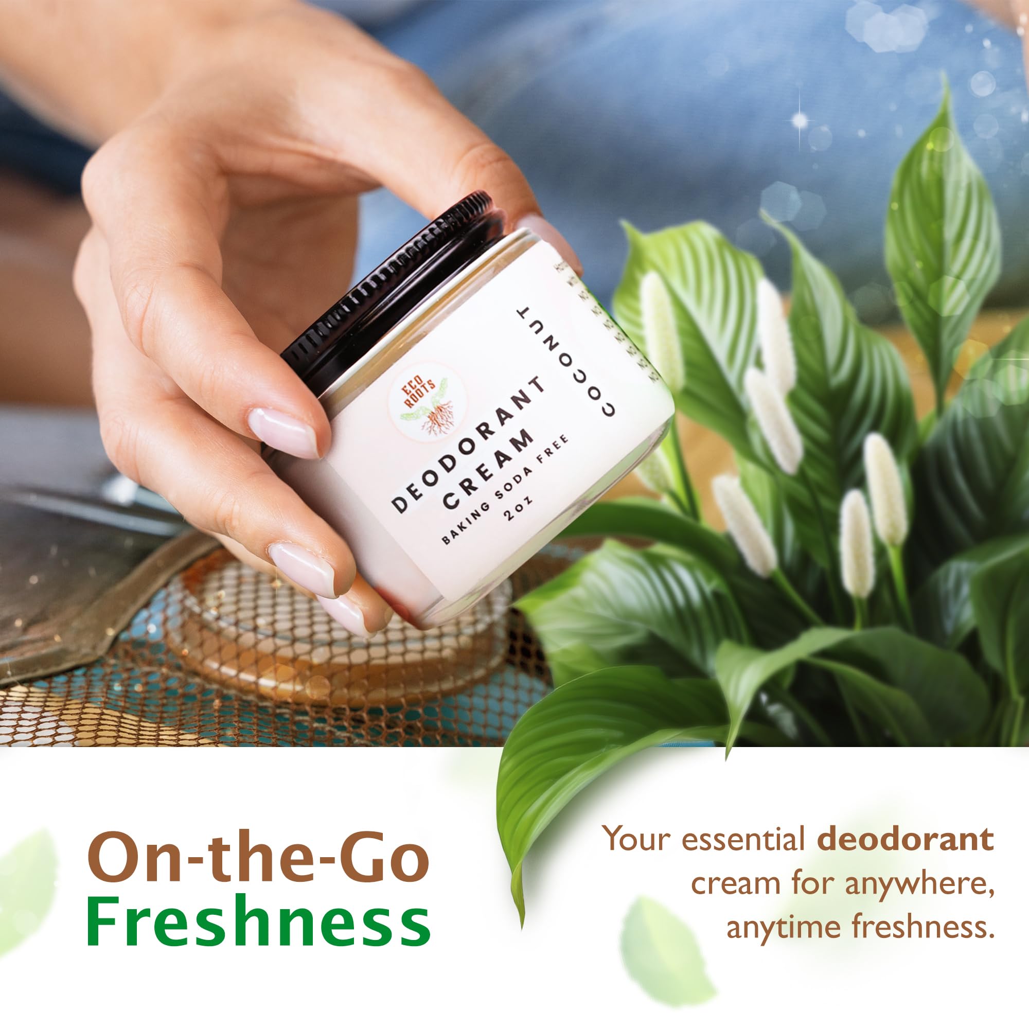 ECO ROOTS Natural Deodorant for Women & Men | Organic Deodorant Cream Non Aluminum | Baking Soda Free Healthy Deoderant for Body & Private Parts | All Vegan Pit Paste Zero Sweat | Coconut Scent