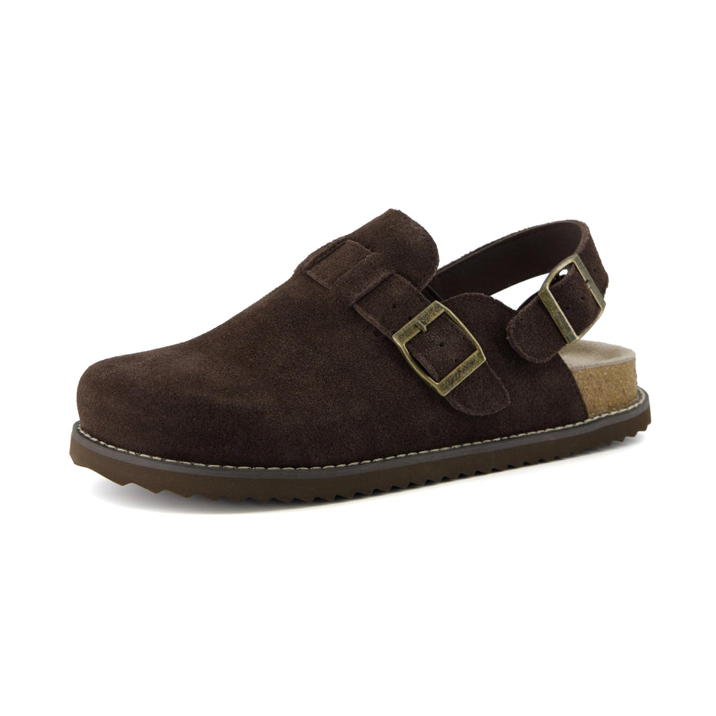 CUSHIONAIRE Brooklyn Suede Womens Slides– Comfortable Clog Mules with Adjustable Buckles – Summer Shoes for Women,CHOCOLATE 11W