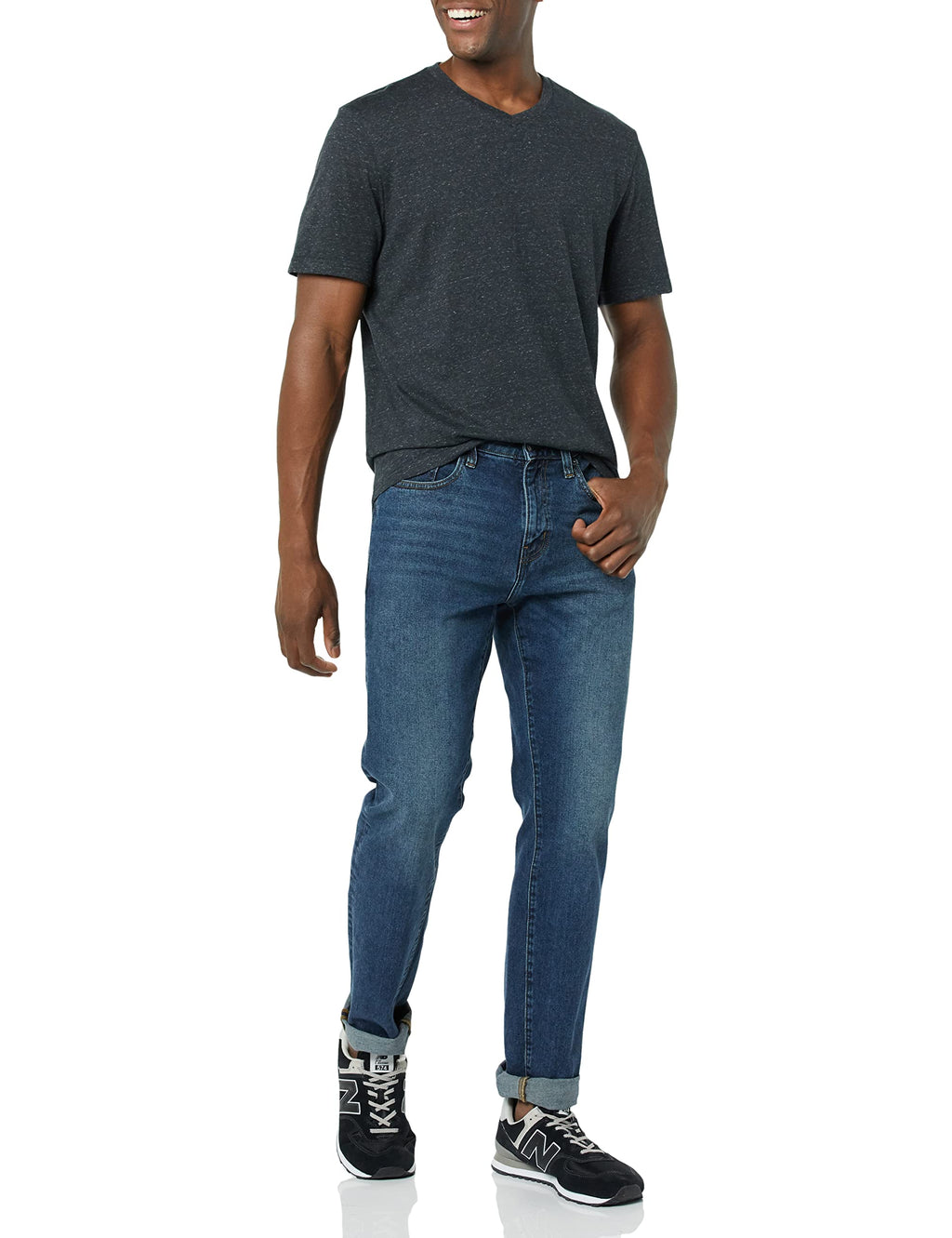 Amazon Essentials Men's Short-Sleeve V-Neck T-Shirts, Pack of 2, Charcoal Heather, 4X-Large Big