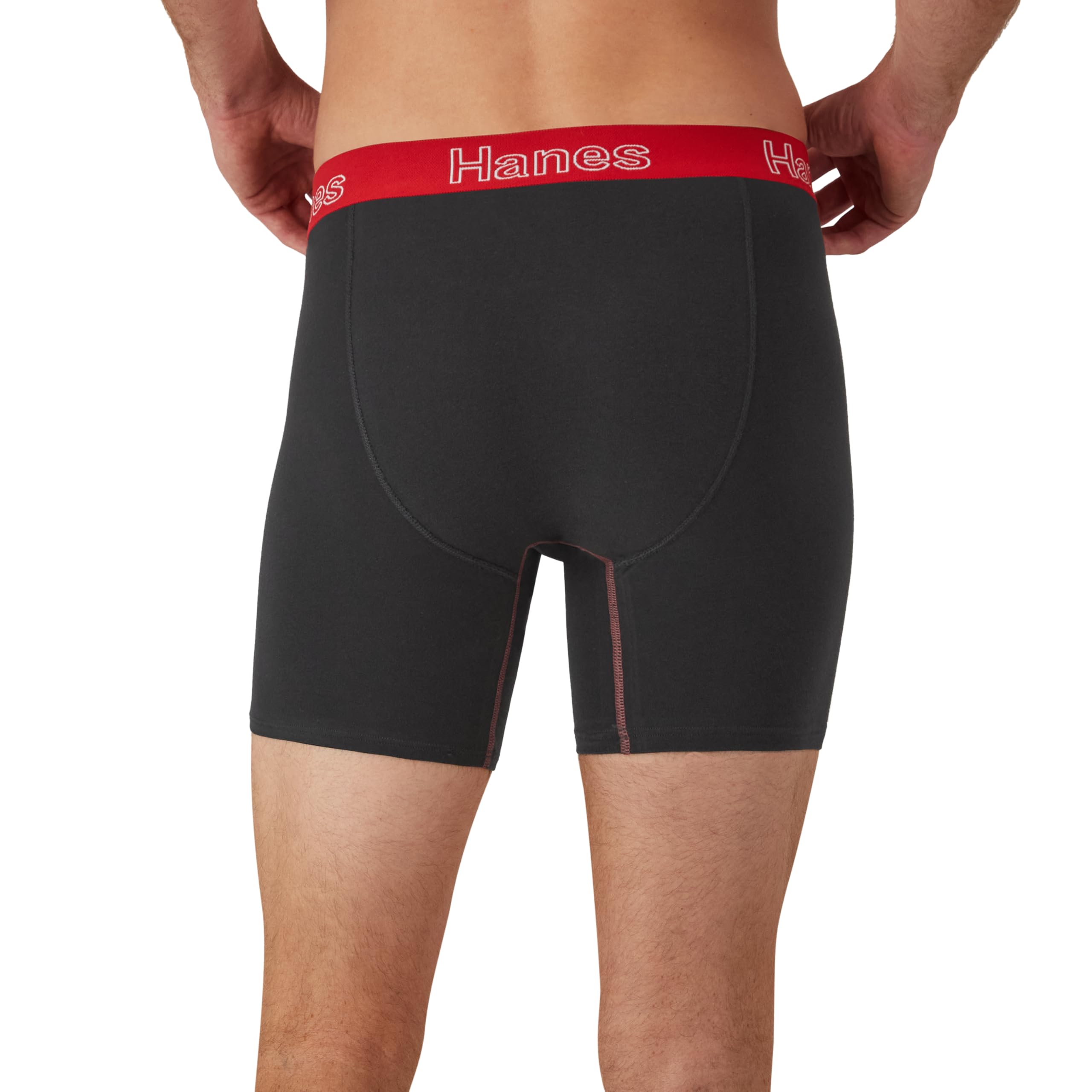 Hanes Men's Boxer Cotton Stretch Moisture-Wicking Multi-pack Underwear Brief, Black - 6 Pack, X-Large