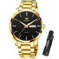 OLEVS Watch Men Gold Watches for Men,Mens Watches Luxury Waterproof Stainless Steel Business Classic Watch for Mens Gold Watch With Black Big Face Day Date Classic Watches Men's Wrist Watches,relojes para hombres