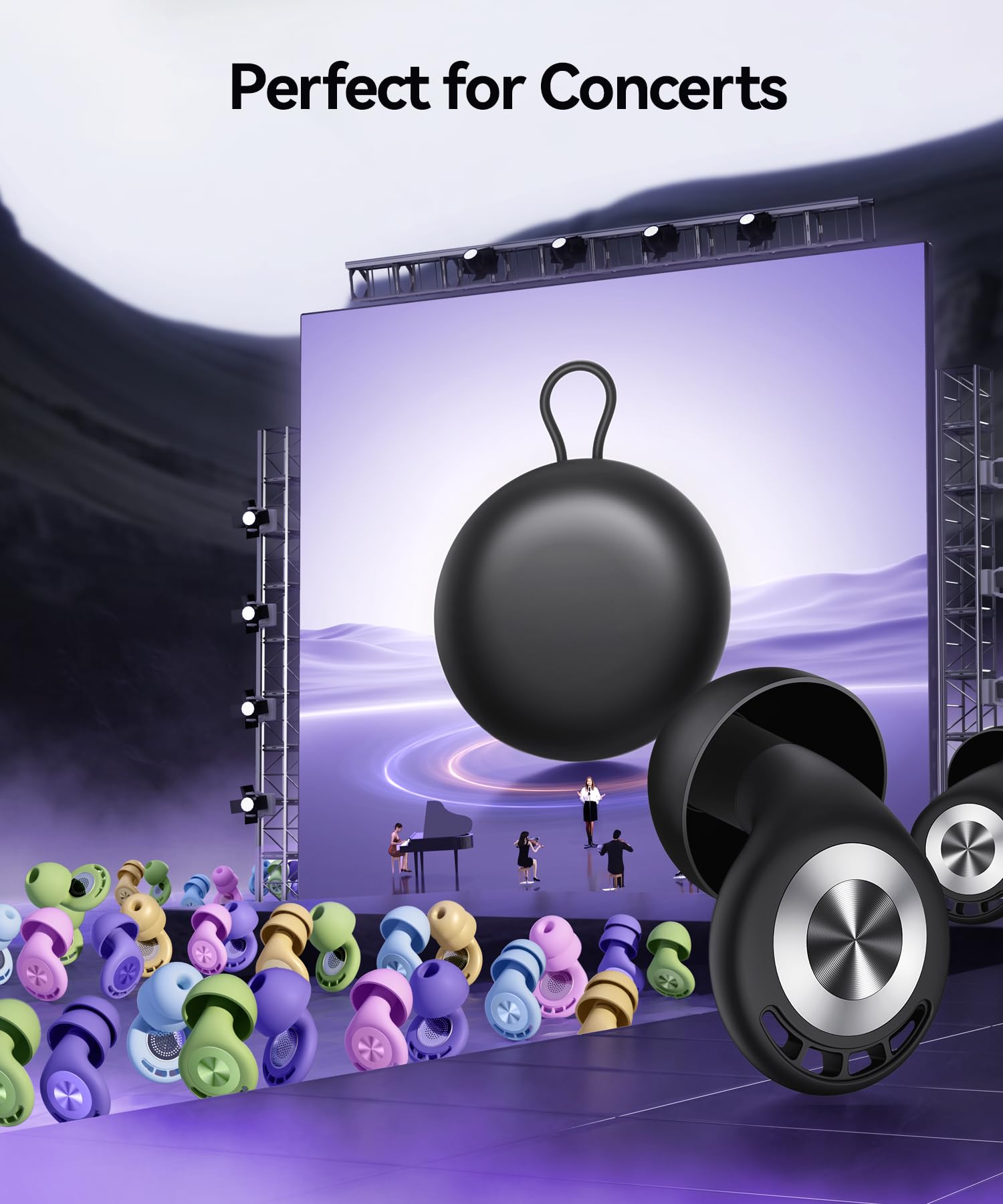 Ear Plugs for Sleeping 50dB Earplugs Noise Cancelling Ear Plugs for Noise Reduction Concerts Soft Reusable Silicone Earplugs for Snoring Side Sleepers Shooting Airplanes with 7 Eartips Case MatteBlack