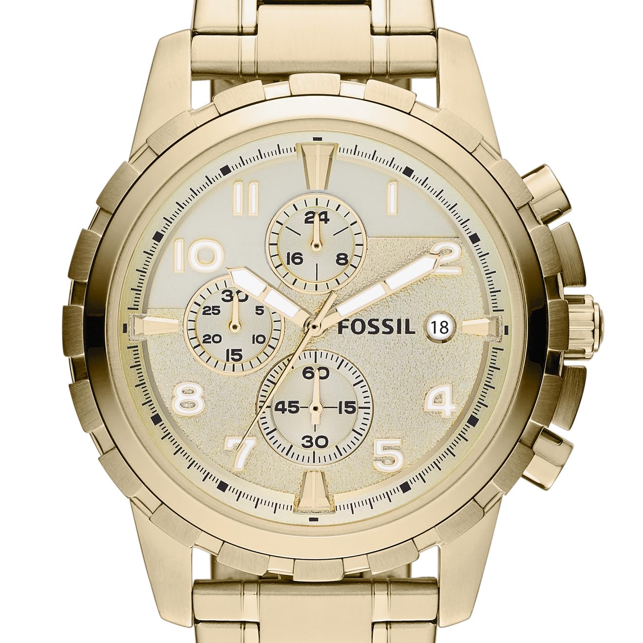 Fossil Men's Watch, Dean Quartz Stainless Steel Chronograph Watch for Men, Color: Gold