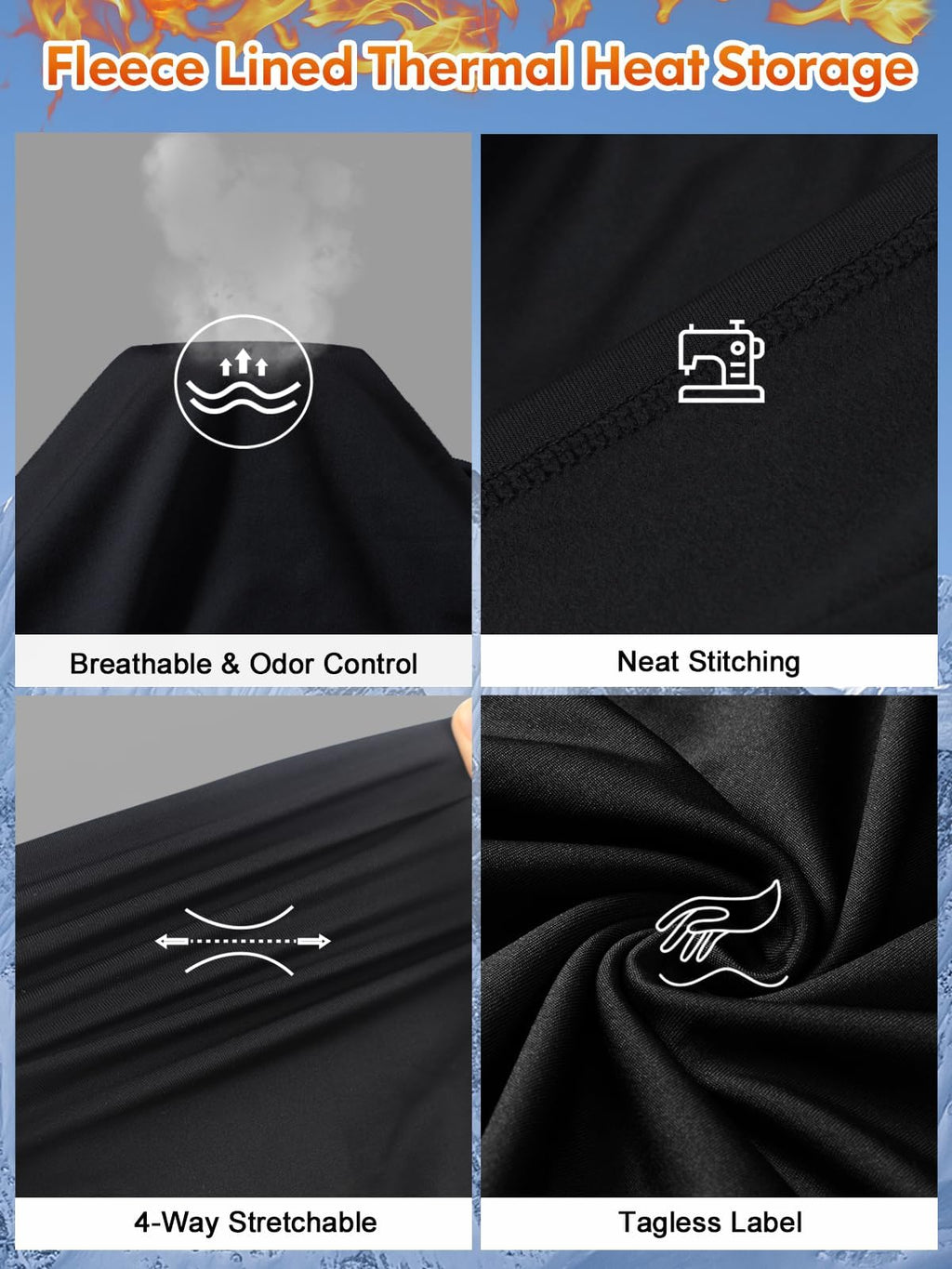 romision Thermal Underwear Long Johns for Men Fleece Lined Base Layer Cold Weather Hunting Gear Bottom and Top Set