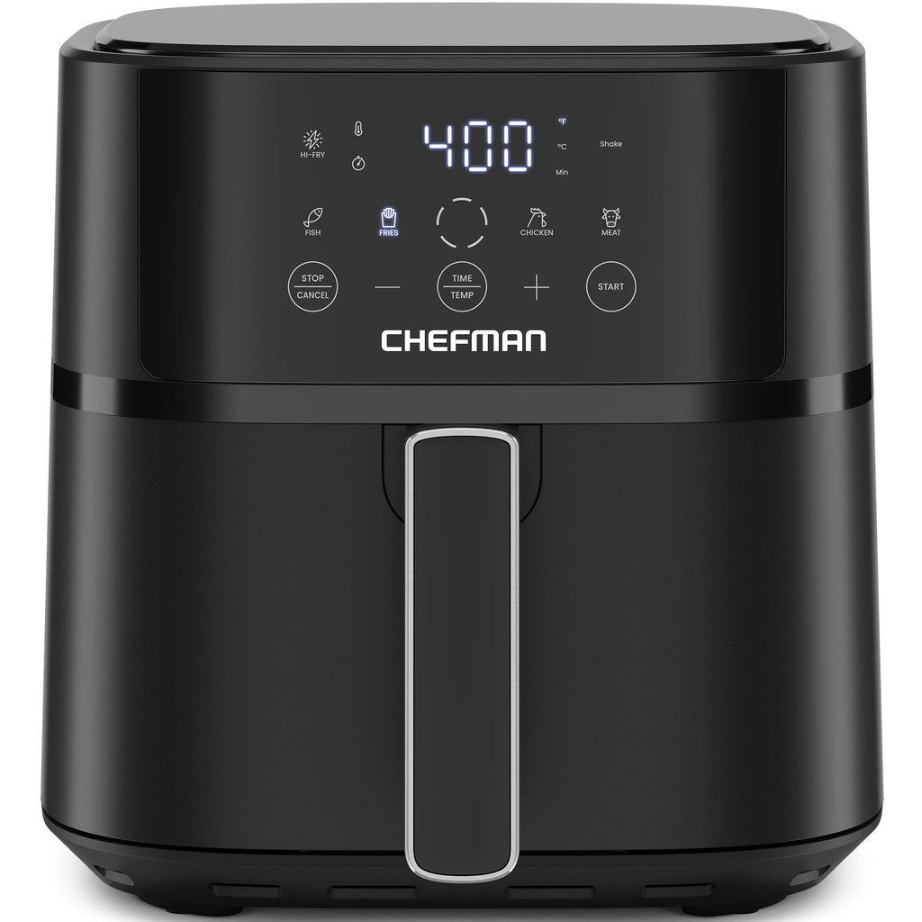 Chefman Air Fryer – 6 QT Compact Airfryer for Quick & Easy Meals in Minutes, Features Hi-Fry Technology for Extra Crisp, Touchscreen Controls with 4 Presets, Nonstick & Dishwasher Safe Basket - Black