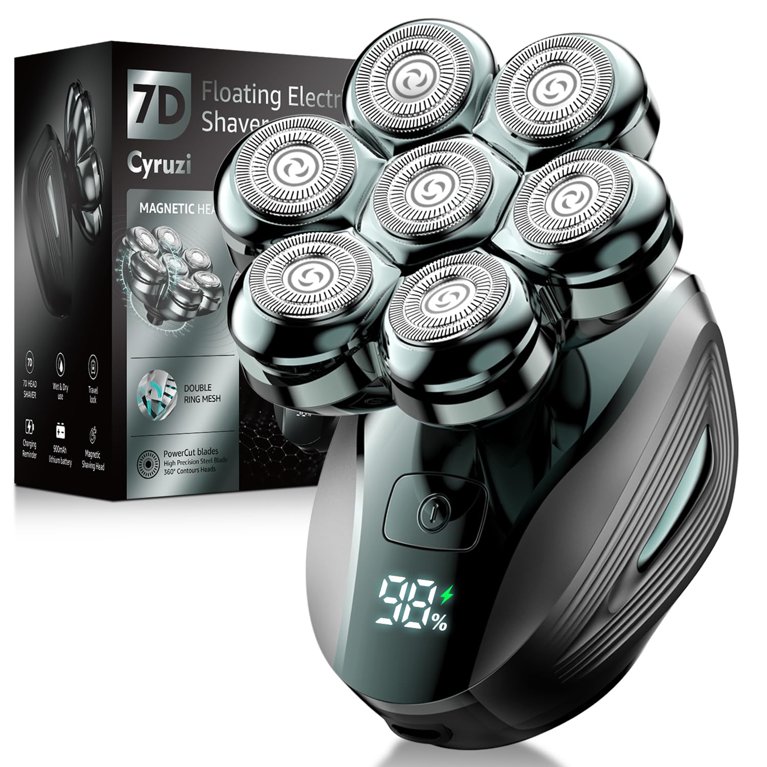Head Shavers for Bald Men: Upgraded Detachable Head Shaver - IPX7 Waterproof Wet or Dry Electric Razor for Men - 7D LED Display Rechargeable Shaving Grooming Kit with Type-C Charge