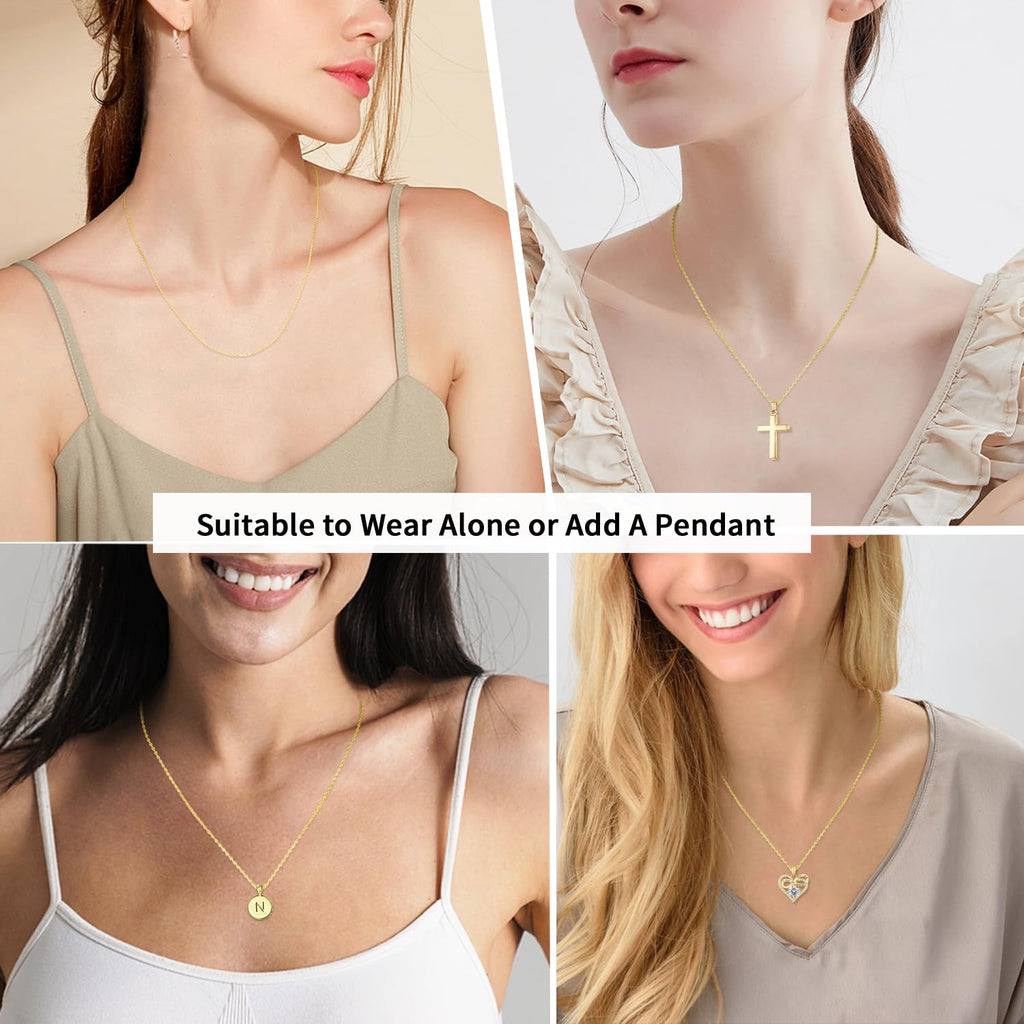 Jewlpire 18K Gold Plated Chain Necklace for Women, 1mm Cable Chain 18K Gold Plated Chain for Women Sturdy & Shiny Women's Chains Necklaces, Necklace Chains 22 Inch