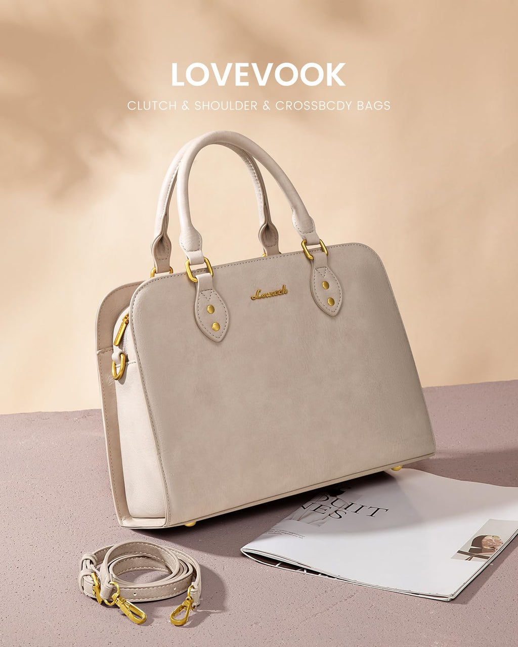 LOVEVOOK Purses and Handbags for Women, Vintage-Style PU Leather Crossbody Shoulder Bag Top Handle Satchel Tote Purse for Ladies