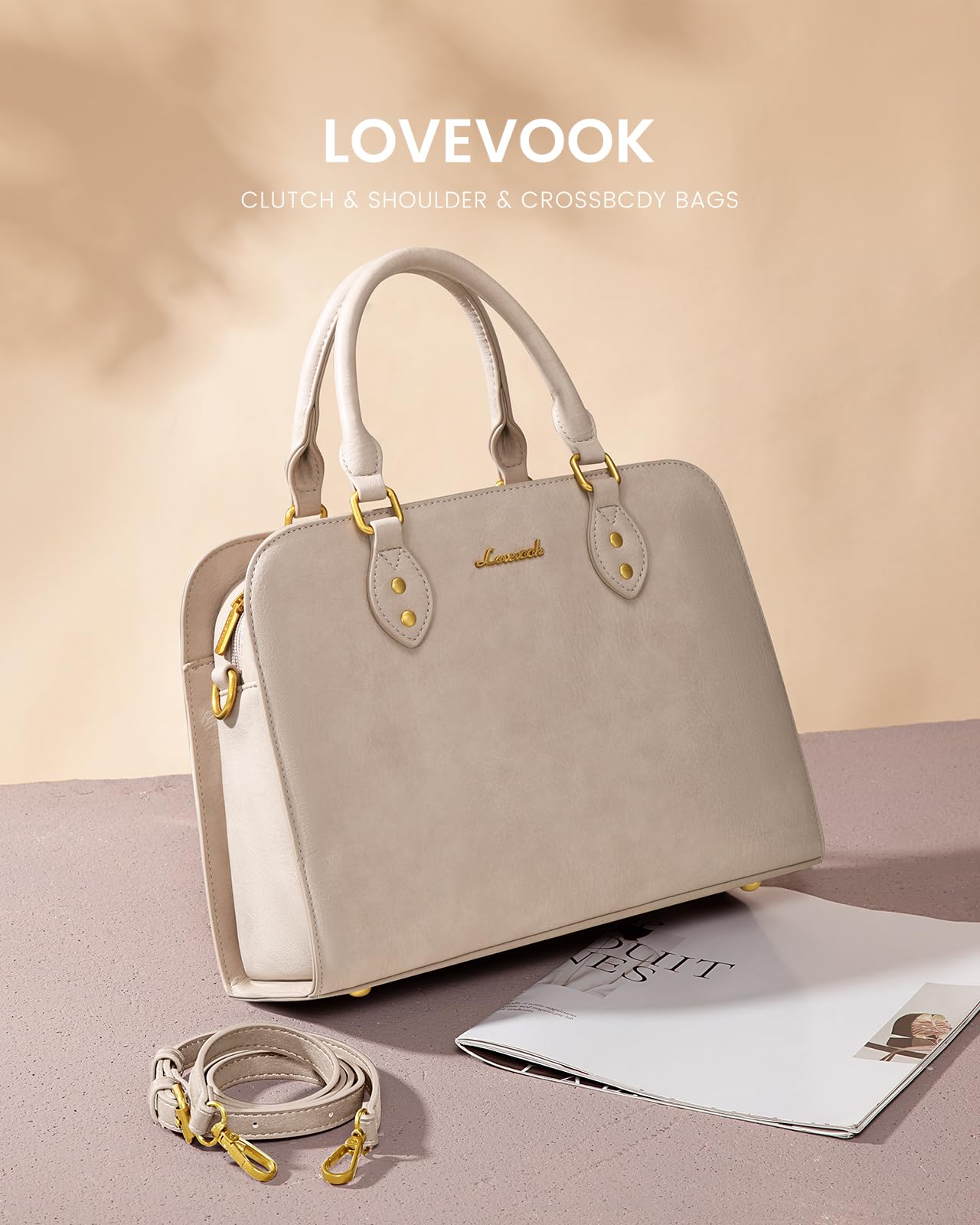 LOVEVOOK Purses and Handbags for Women, Vintage-Style PU Leather Crossbody Shoulder Bag Top Handle Satchel Tote Purse for Ladies