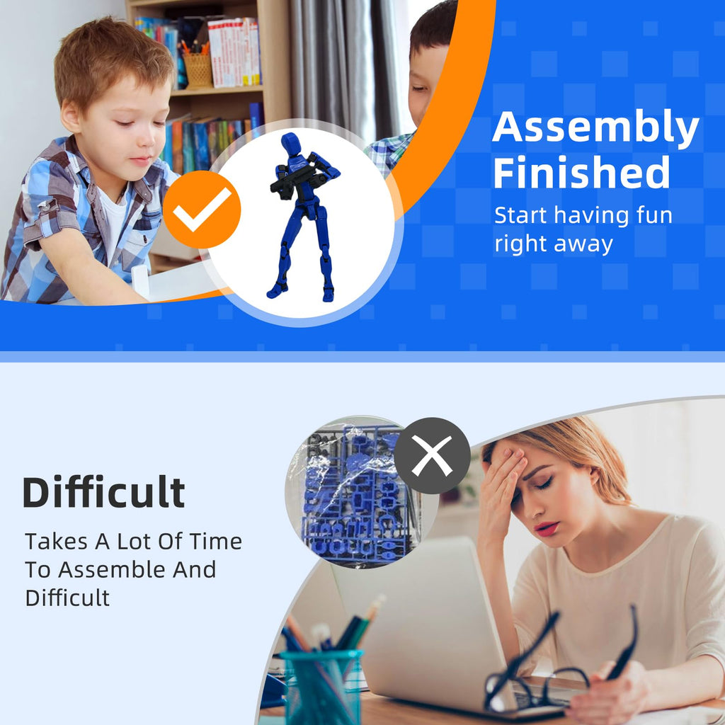 (Assembly Completed) 6 Packs Dummy13 Action Figure Set, 3D Printed ActionFigure Toy Gifts for Kids, Dummy 13,Robot 13 Action Figure Full Body Mechanical Doll Christmas Birthday Gift for Boys Girls