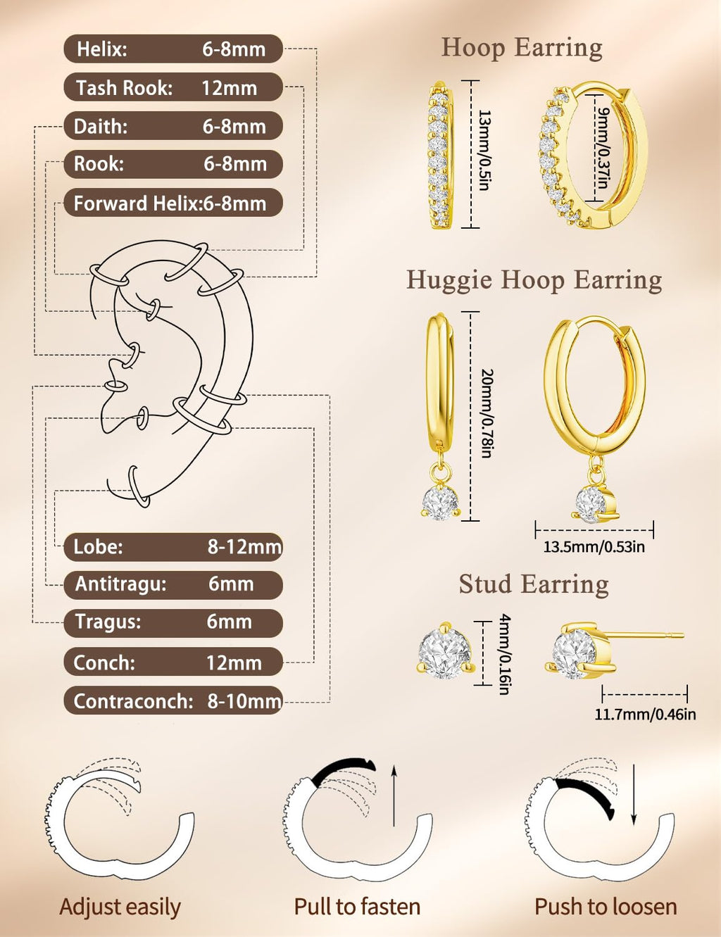 Freekiss Gold Stud Earrings for Women, Dainty Earring Set Simple Tiny 14K Gold Filled CZ Hypoallergenic Huggie Dangle Hoop Earrings Fashion Jewelry for Women Trendy Gifts