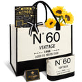 YeohJoy 60th Birthday Gifts for Women Canvas Tote Bag Travel Gear, Unique 60 Years Old Gifts for Wife Mom Sister Aunt Friends Her, Vintage N°60 Handbag & Cosmetic Bag & Back in 1966 Poster