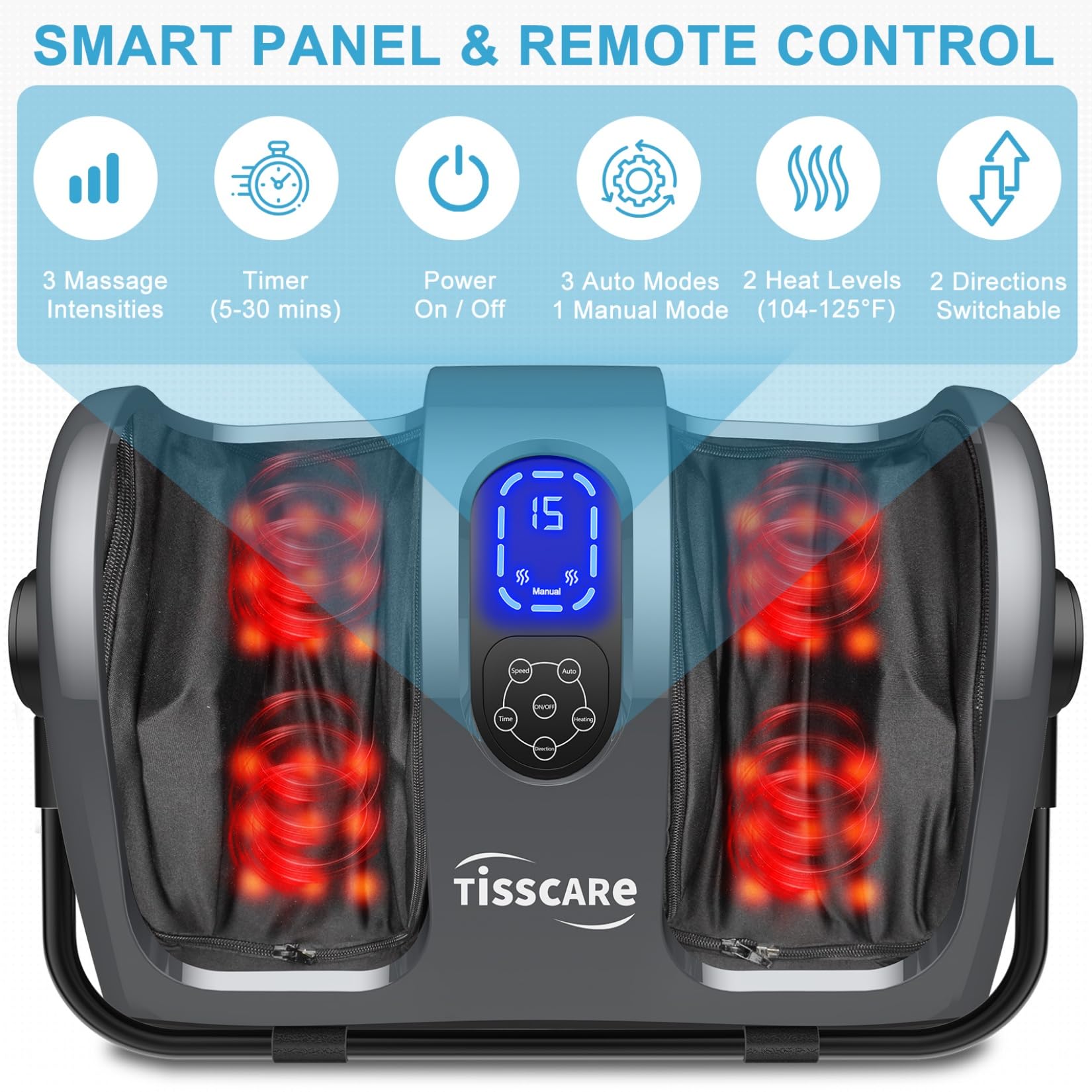 TISSCARE Shiatsu Foot Massager with Heat, FSA Eligible HSA Foot Massager for Plantar Fasciitis, Neuropathy, Circulation and Pain Relief, Massage Feet at Home/Office, Gift for Men and Women
