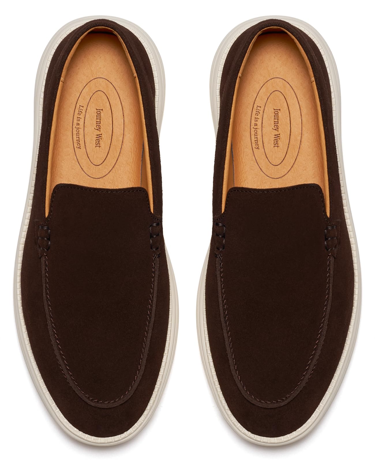 Journey West Men's Comfort Casual Slip-on Suede Leather Loafers Shoes for Men Coffee US 9