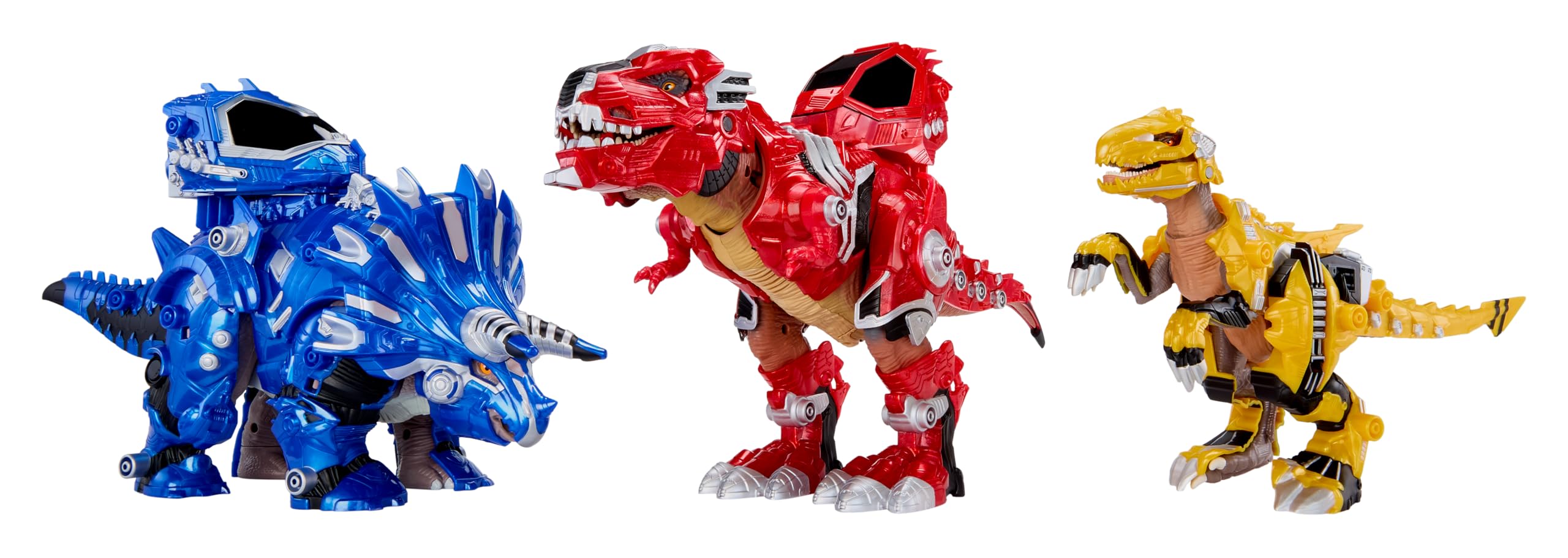 Armorsaurs Armor-Up Yellow Raptor Dinosaur Blaze Toy Figure with 7 Removable Armor Pieces and Tail-Triggered Chomp Action, 7" H x 15.2" L, Kids, Boys, Girls, Ages 6+