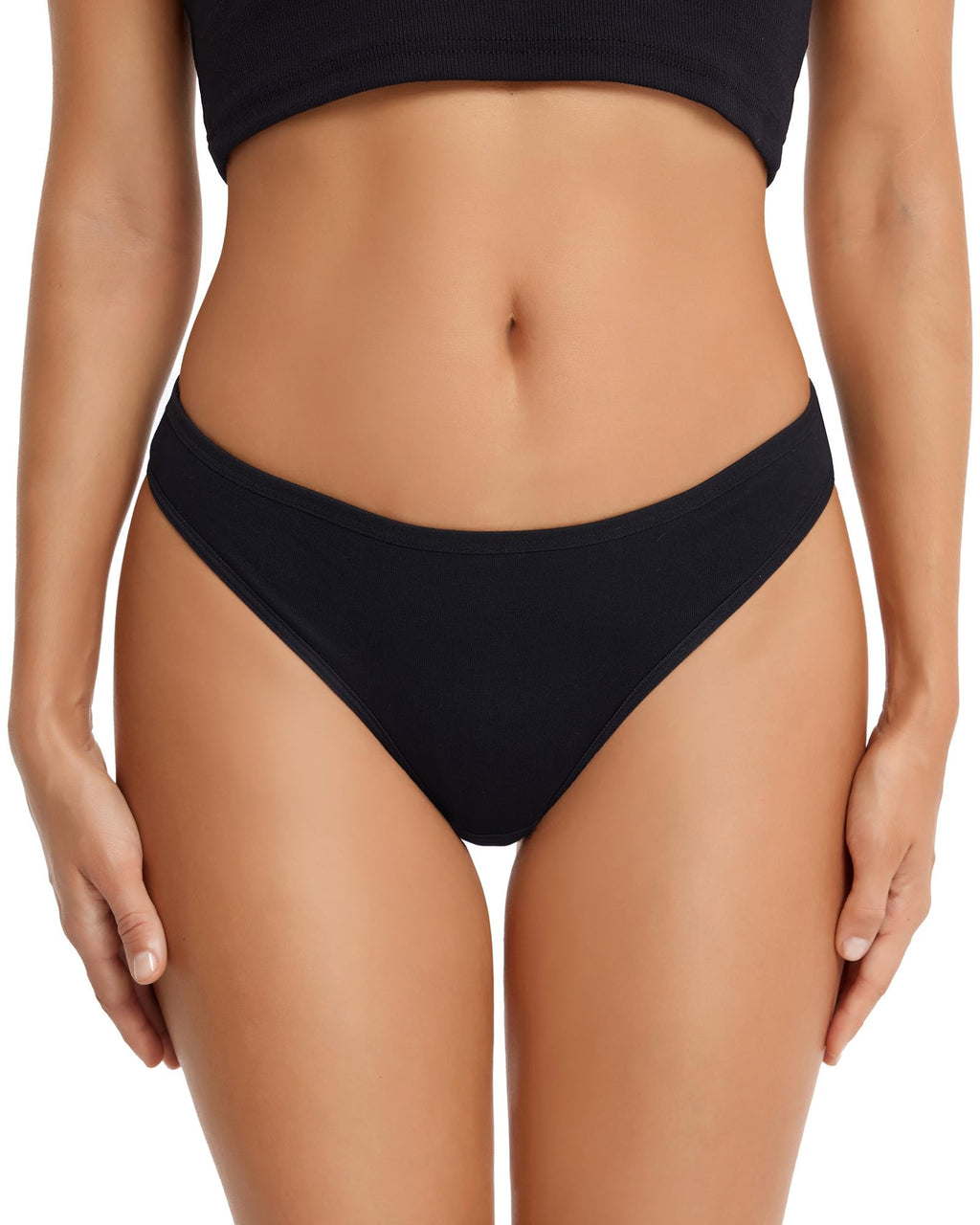 ANZERMIX Women's Breathable Cotton Thong Panties Pack of 6 (Black-6PK, X-Large)