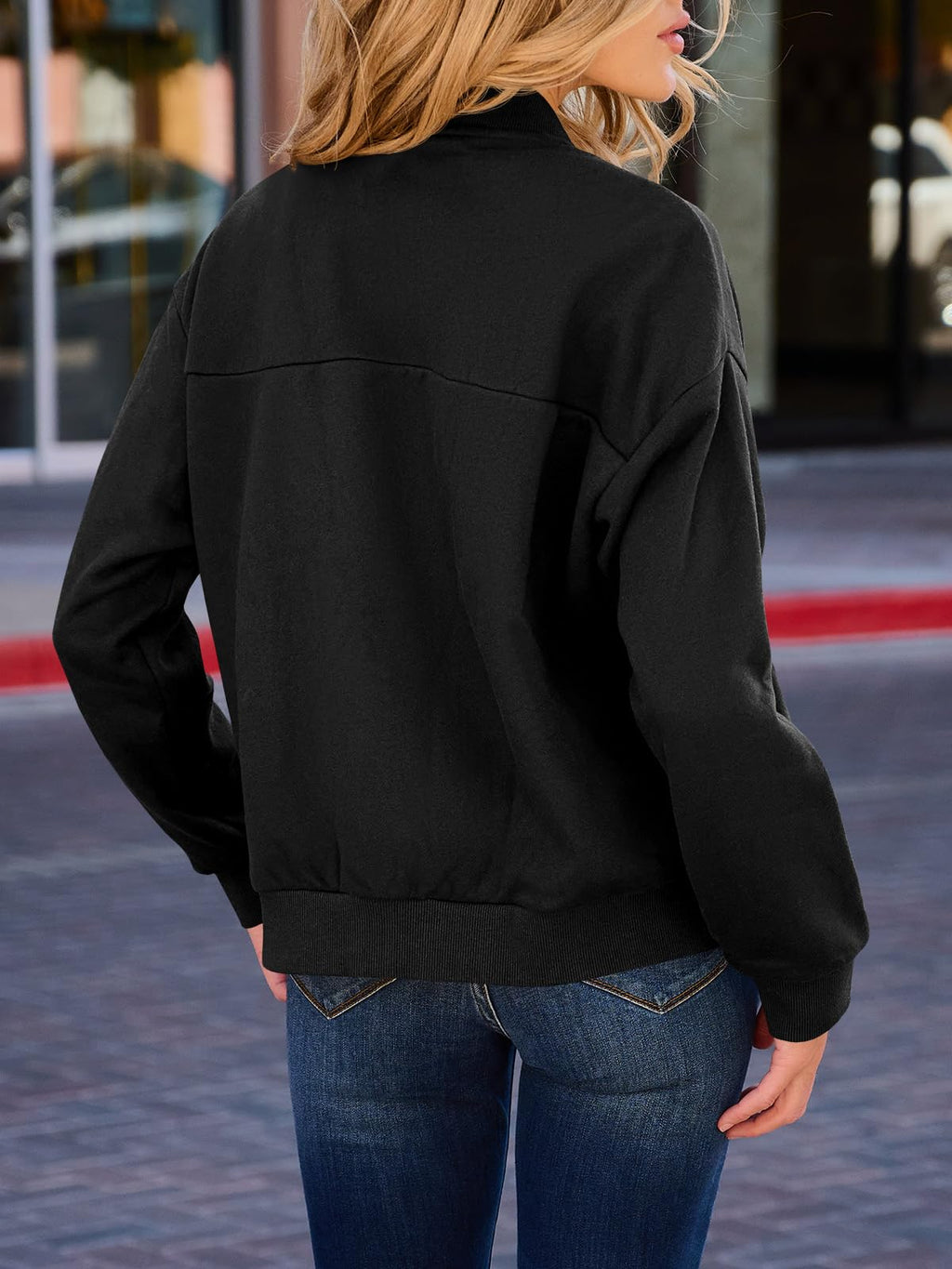 GeGekoko Womens Zip Up Sweatshirts Jackets Long Sleeve Casual Loose Outwear with Pockets Black