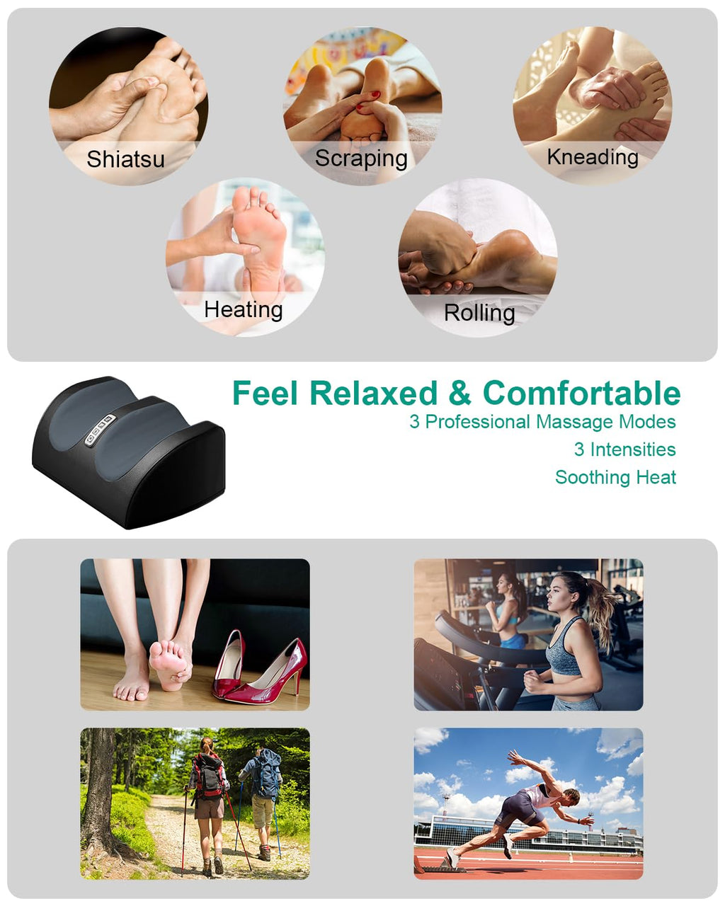 LINGTENG Shiatsu Foot Massager with Heat, FSA Eligible HSA Foot Massager for Foot Massage and Calf Massage, Foot and Calf Massager with Roller, Gifts for Mom & Dad, Valentines Day Gifts