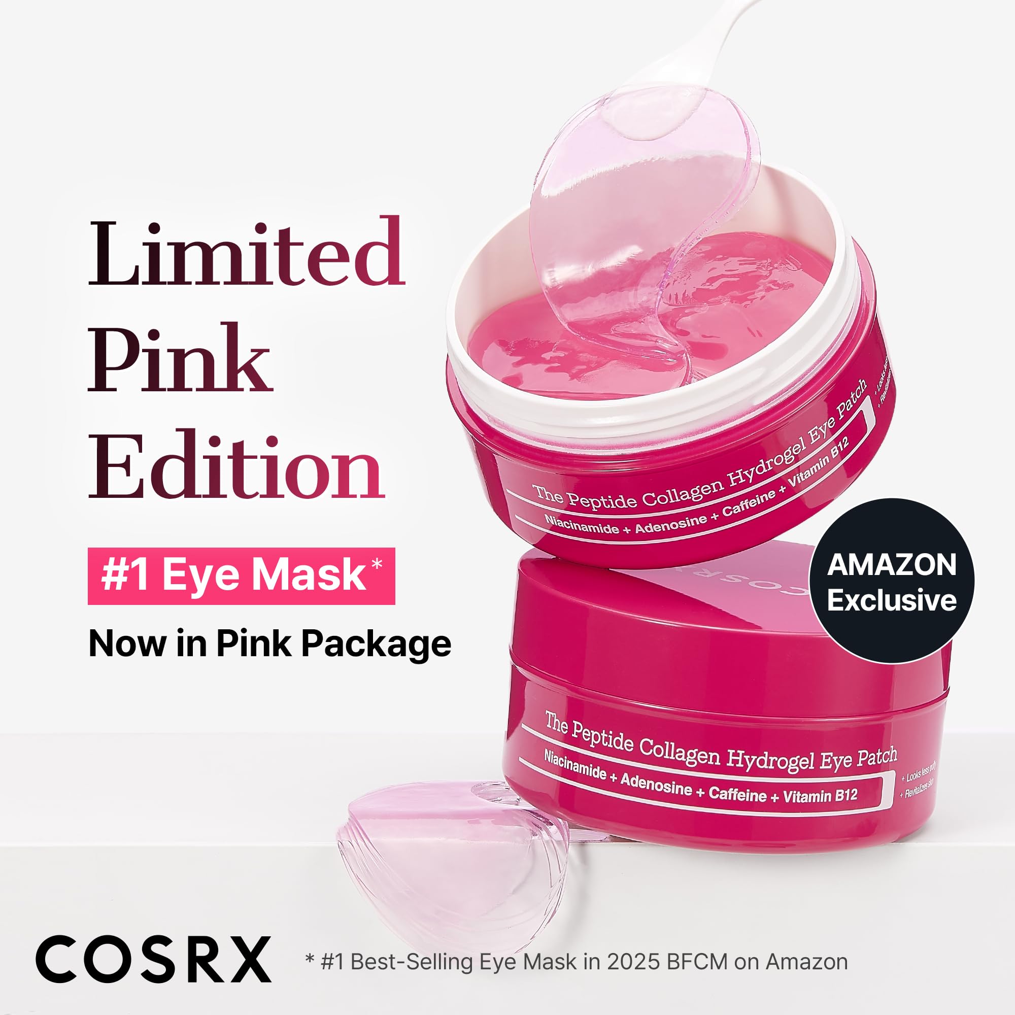COSRX Limited Pink Edition Pink Peptides Collagen Hydrogel Eye Patch – Valentine’s Day Gifts for Girls and Women, Under Eye Mask for Puffy Eyes and Dark Circles, 60 Patches, Korean Skin Care