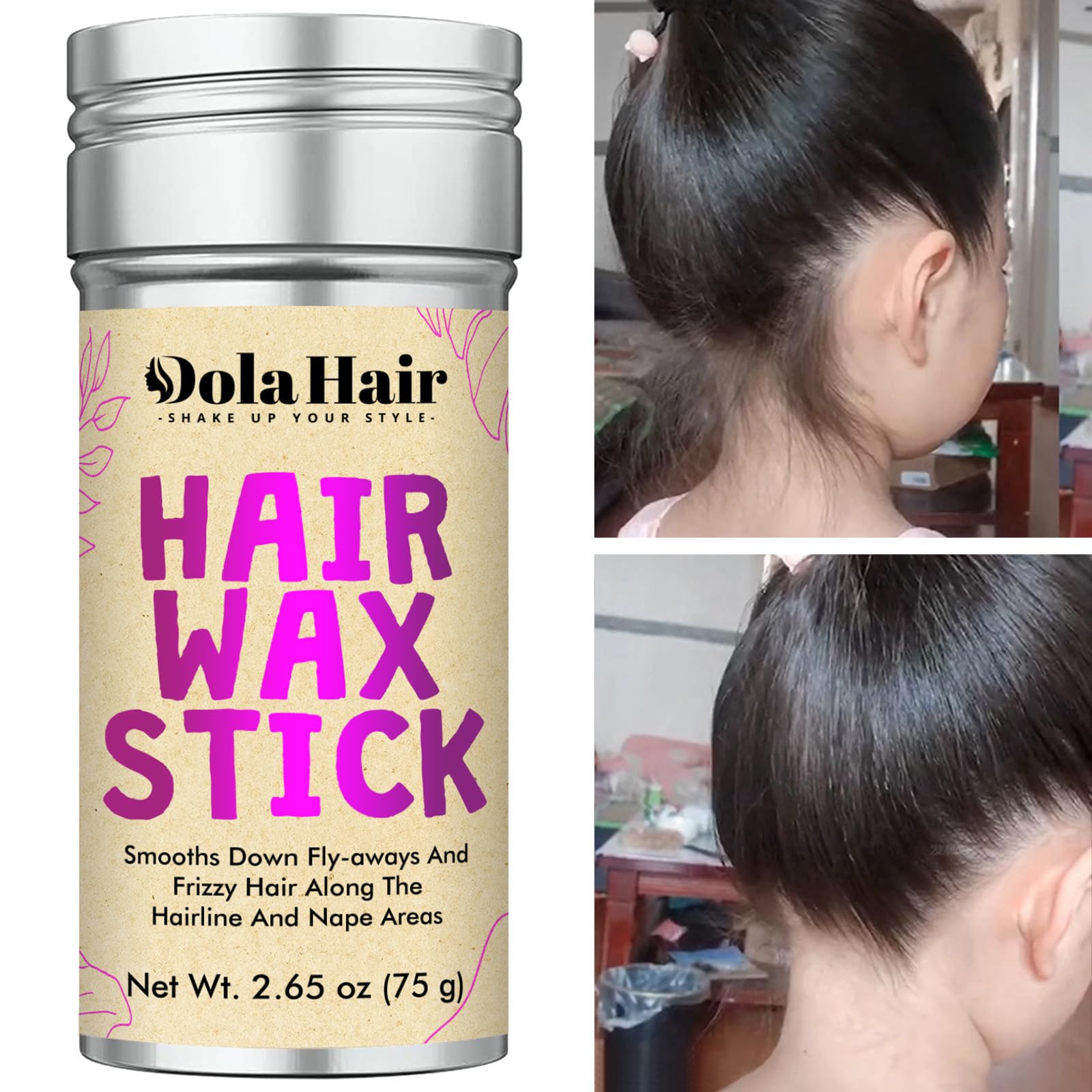 Dolahair Hair Wax Stick - Flyaway Control and Styling Pomade for Kids, Women, and Men - Slick Back Hair Bun Maker and Hair Accessorie for Teen Girls (1 Pack of Wax)