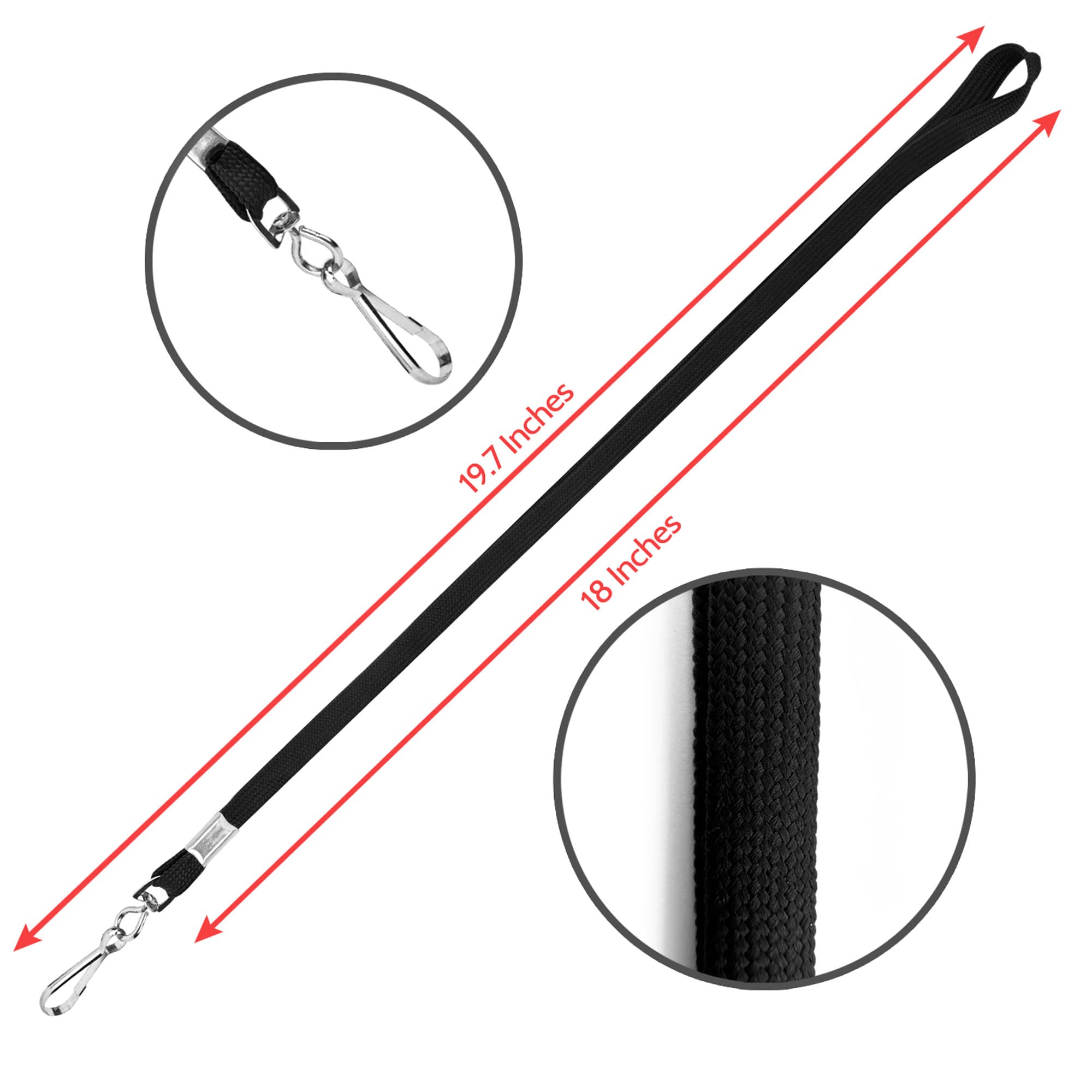 Corpafly 100-Pack Black Lanyards for ID Badges with Swivel J-Hooks - Versatile Neck Lanyard for Keys, Card Holders, Whistles, and More - Ideal for Offices, Teachers, Kids, and Cruise Ship Cards