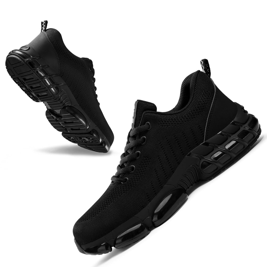 TANIELD Steel Toe Shoes for Men Lightweight Work Shoes Breathable Safety Sneakers Air Cushioned Steel Toe Sneakers Indestructible Work Tennis for Construction Industrial
