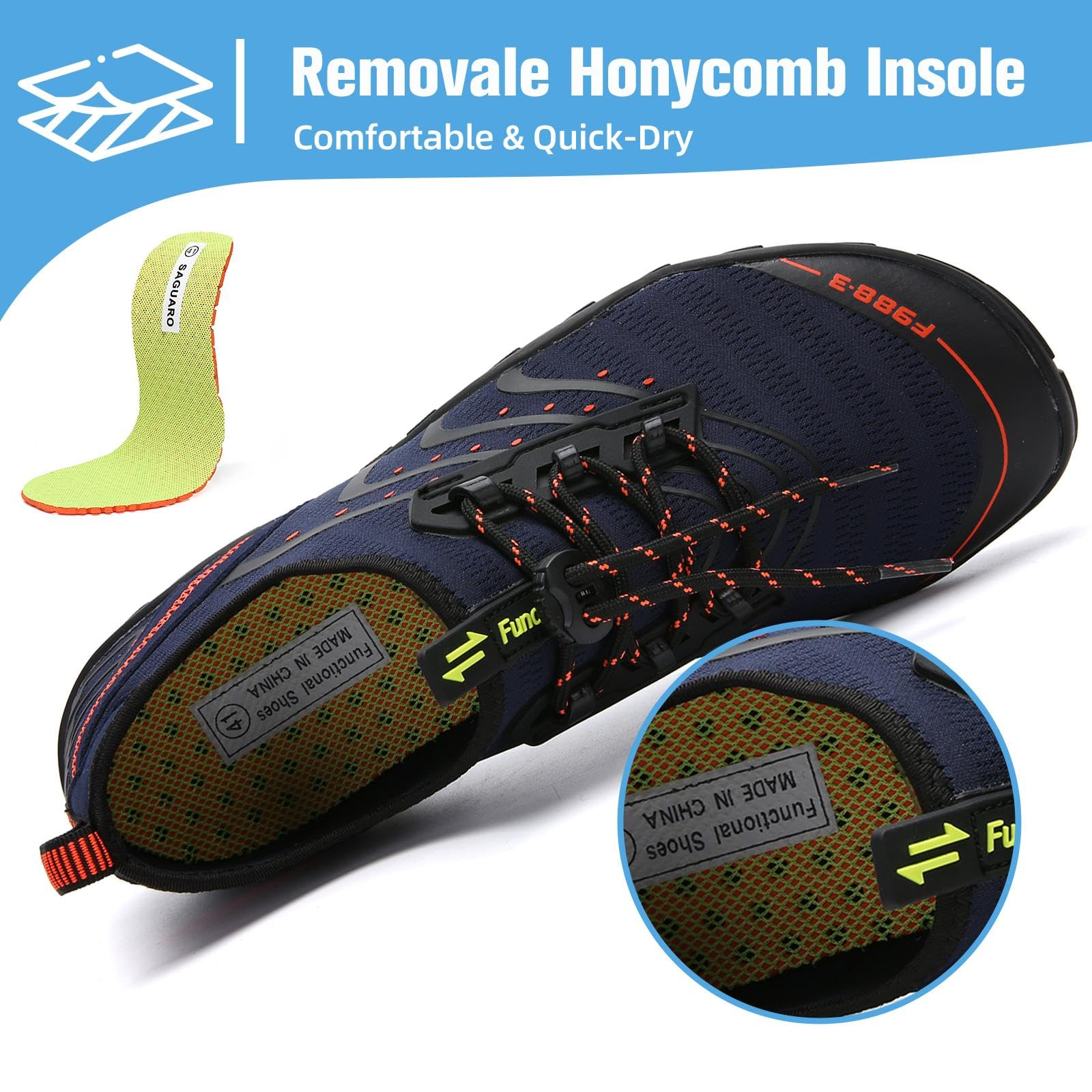 Mishansha Water Shoes for Women Men, Quick-Dry Barefoot Swim Shoes with Drainage Holes, Lightweight Aqua Shoe for Beach Pool River Boating Yoga Walking 11.5 Women/10 Men Dark Blue