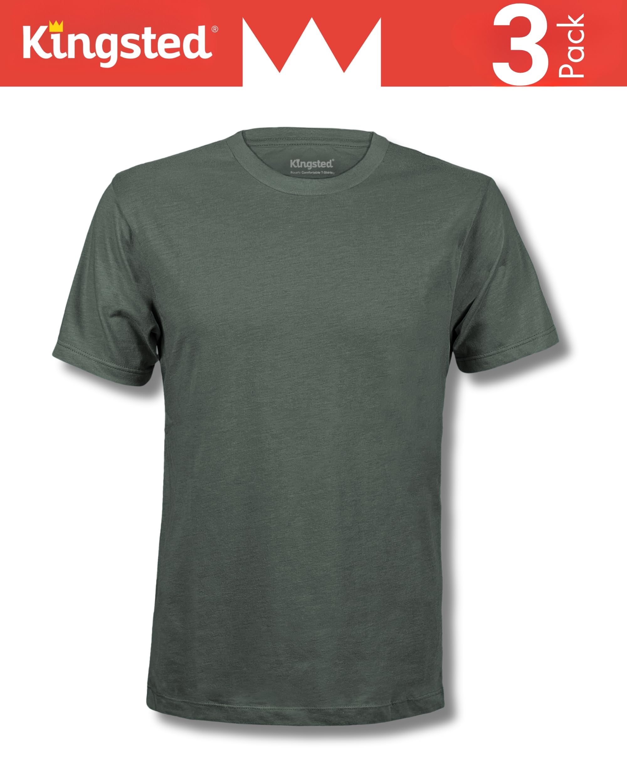Kingsted Men's T-Shirts Pack - Royally Comfortable - Super Soft Cotton Blend - Short Sleeve Tagless Crewneck - Plain Colored Classic Tees (3 Pack, Classic, Large)