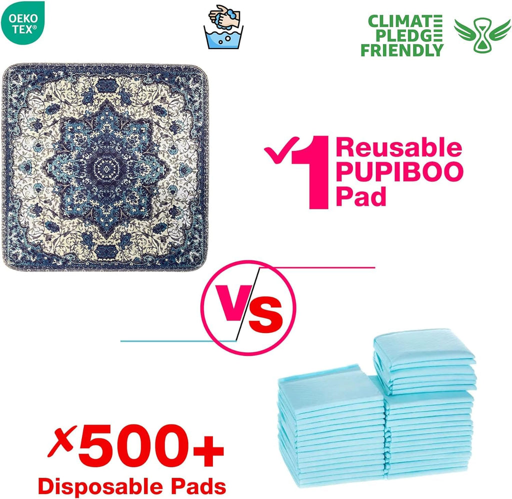 PUPIBOO Washable Pee Pads for Dogs & Cats - Super Absorbent Reusable Puppy Training Pads - 100% Waterproof, Leak-Proof, Non-Slip Pet Pads for Housebreaking, Whelping & Indoor Floor Protection