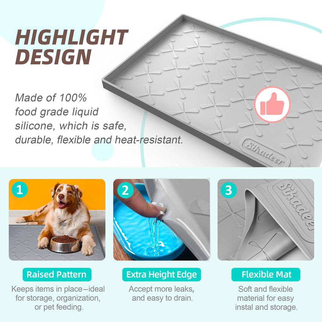 SIKADEER 34" x 22" Under Sink Mat Waterproof, Silicone Mat Kitchen Drawer Shelf and Cabinet Liner, Sink Protector for Kitchen Organizers and Storage, Boot Tray Pet Food Mats