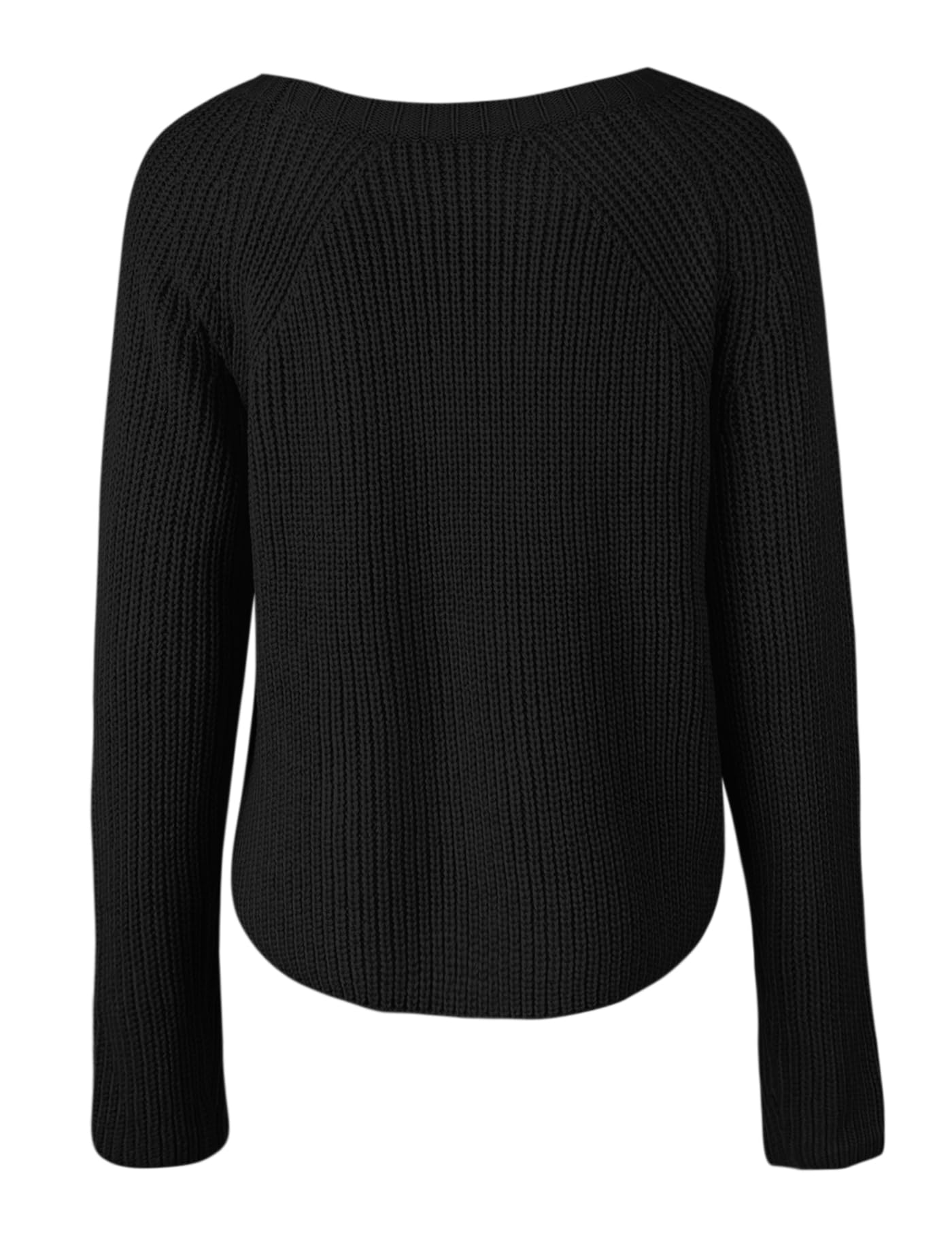 PRETTODAY Women's Crew Neck Knit Pullover Sweaters Raglan Long Sleeve Ribbed Knit Casual Cropped Tops Black