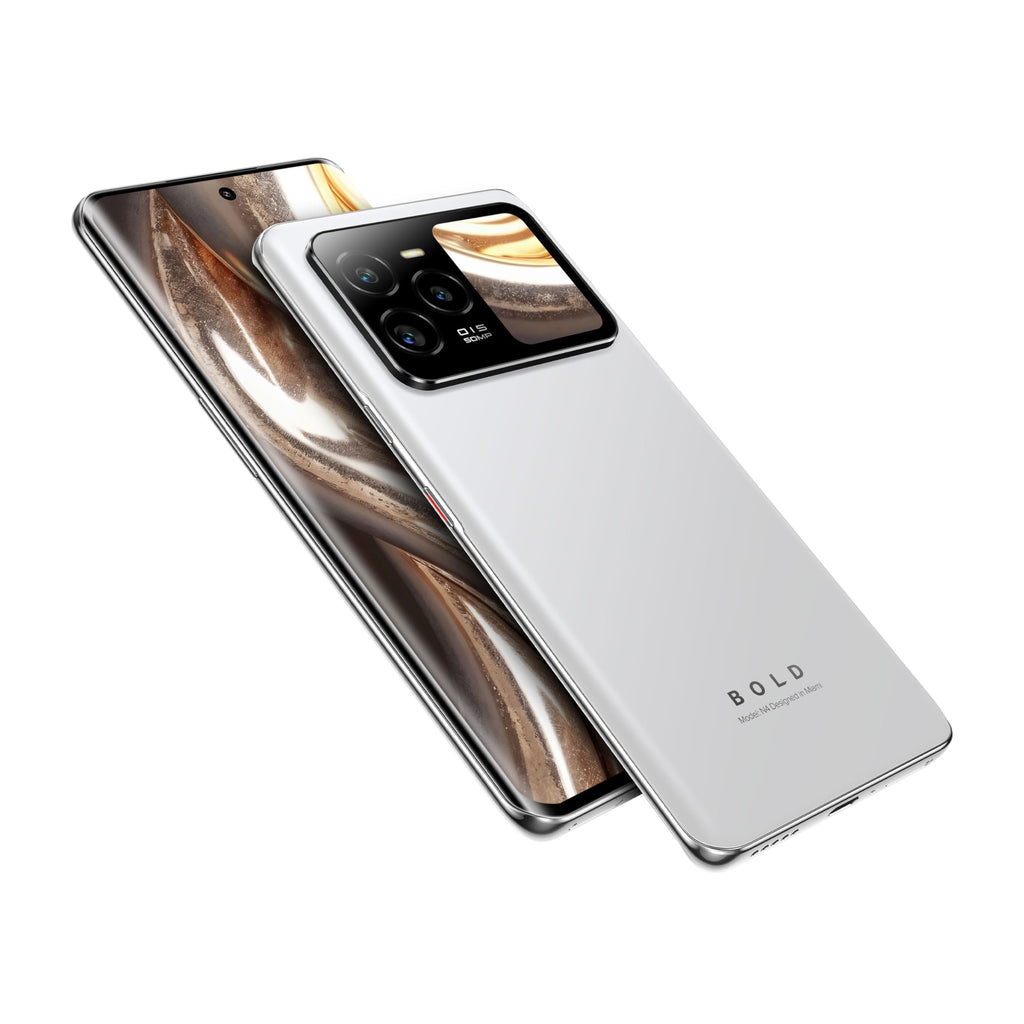 BLU Bold N4 5G | Unlocked | 6.78” Curved Display + 1.74” Rear Display | 50MP + 16MP Selfie | 512/8GB I NFC I Android 15 | US Version | US Warranty | White