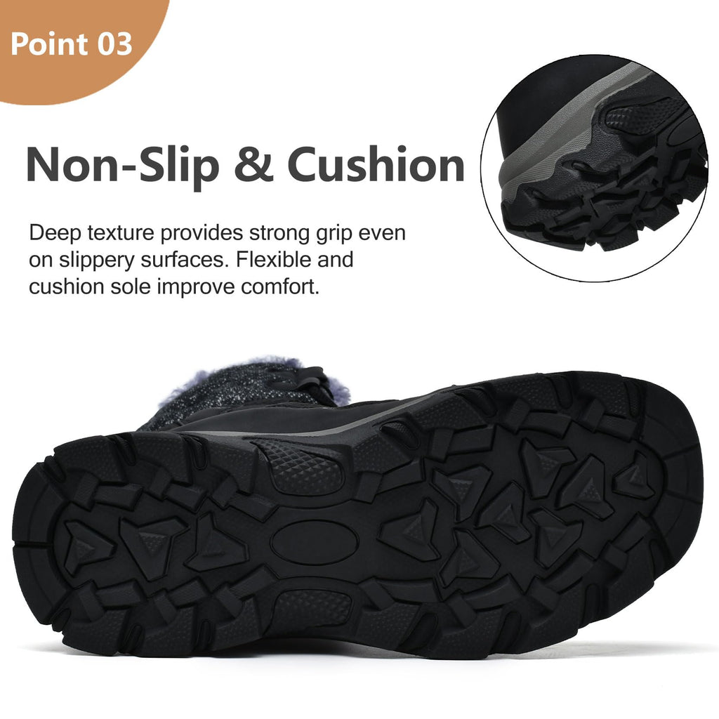 TRAILBLITZ Men's Winter Snow Boots Water Resistant Non Slip Warm Outdoor Lightweight Comfortable Durable 7.1 IN Height Hiking Shoes (10 Men, Black)