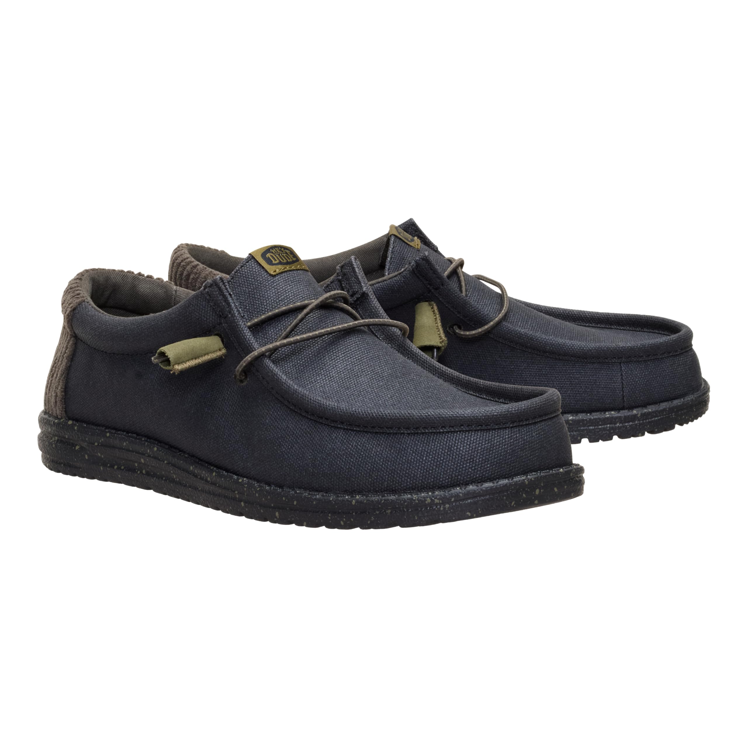 HEYDUDE Wally Waxed Casual Black/Black Size 11, Men’s Shoes, Slip-on Loafers, Comfortable & Light-Weight