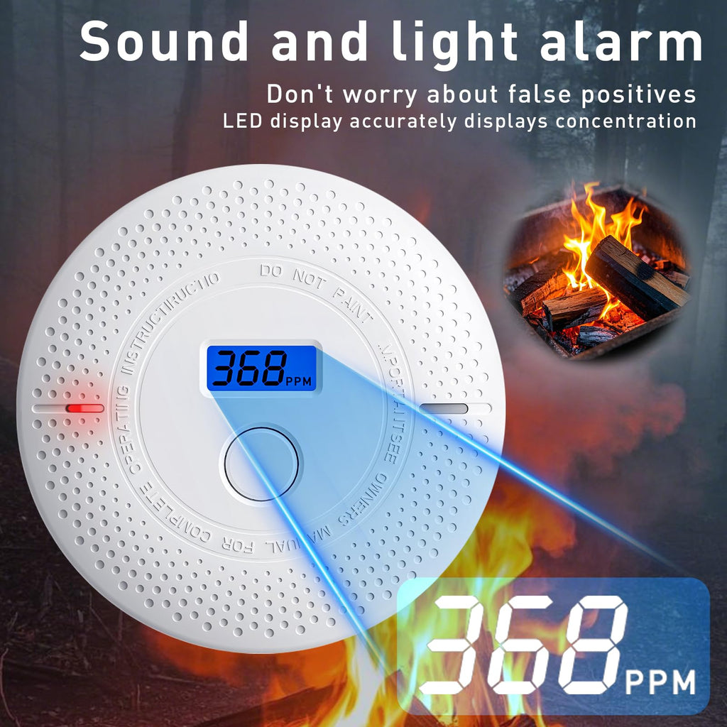 Smoke and Carbon Monoxide Detector, 2 in 1 Smoke Detector, LED Warning Light Indicators, 10 Year Battery (White), 4 Pack