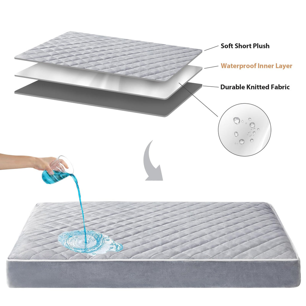 WNPETHOME Orthopedic XXL Dog Beds Large Sized Dog, Waterproof Extra Large Dogs Bed with Removable Washable Cover, Multi-Needle Quilting Dogs Crate Bed