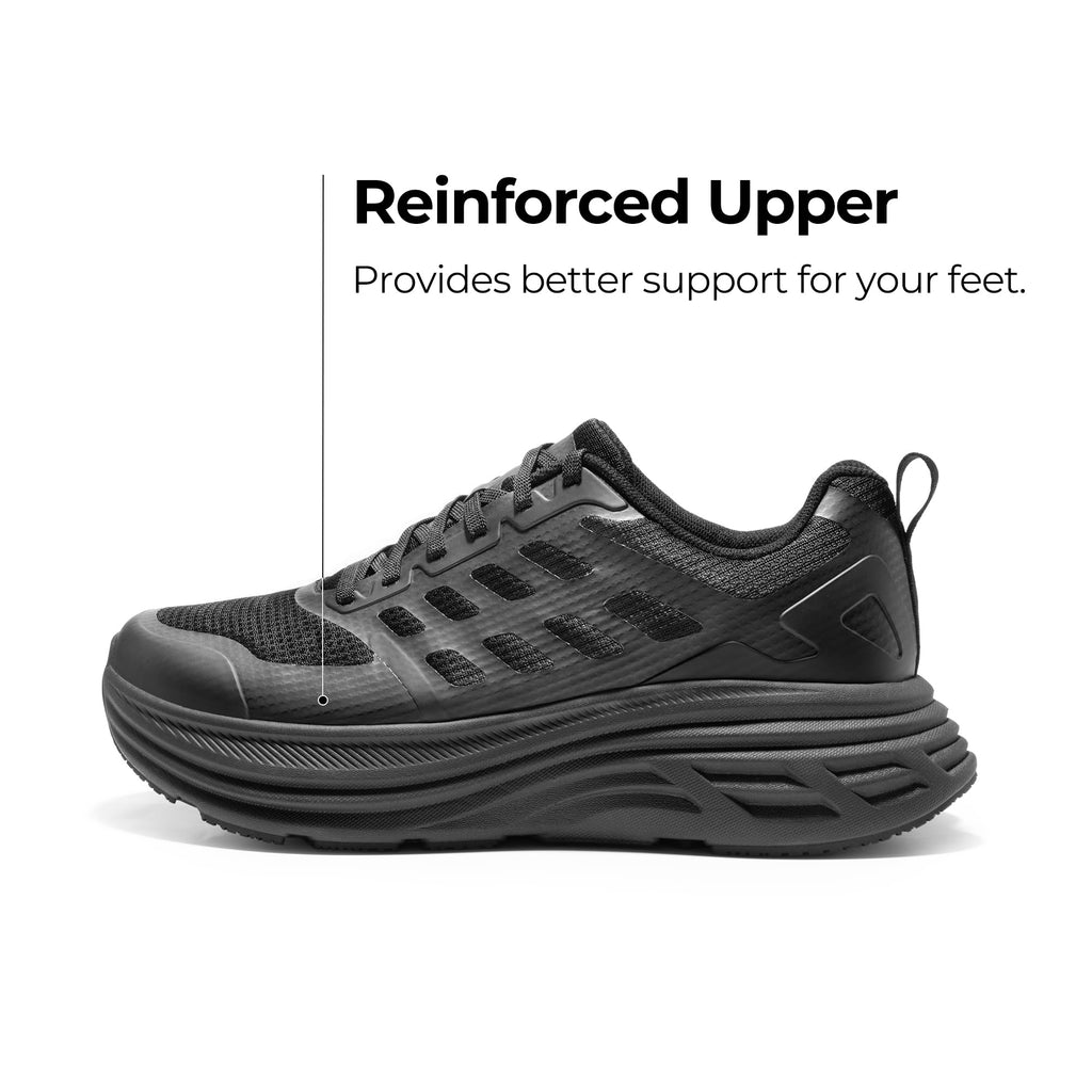 NORTIV 8 Men's Walking Running Tennis Cushioning Shoes ActiveFloat Non Slip Athletic Gym Workout Jogging Comfortable Sneakers,Size 10.5,All Black,SNWS245M